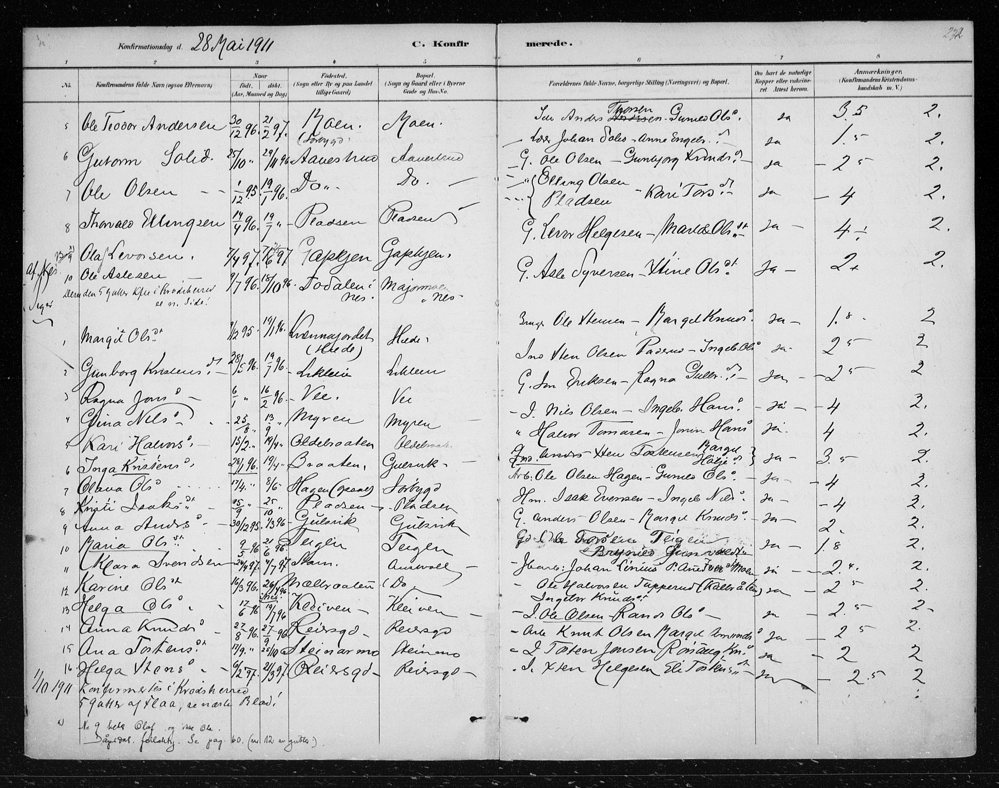 Nes kirkebøker, AV/SAKO-A-236/F/Fa/L0012: Parish register (official) no. 12, 1881-1917, p. 232