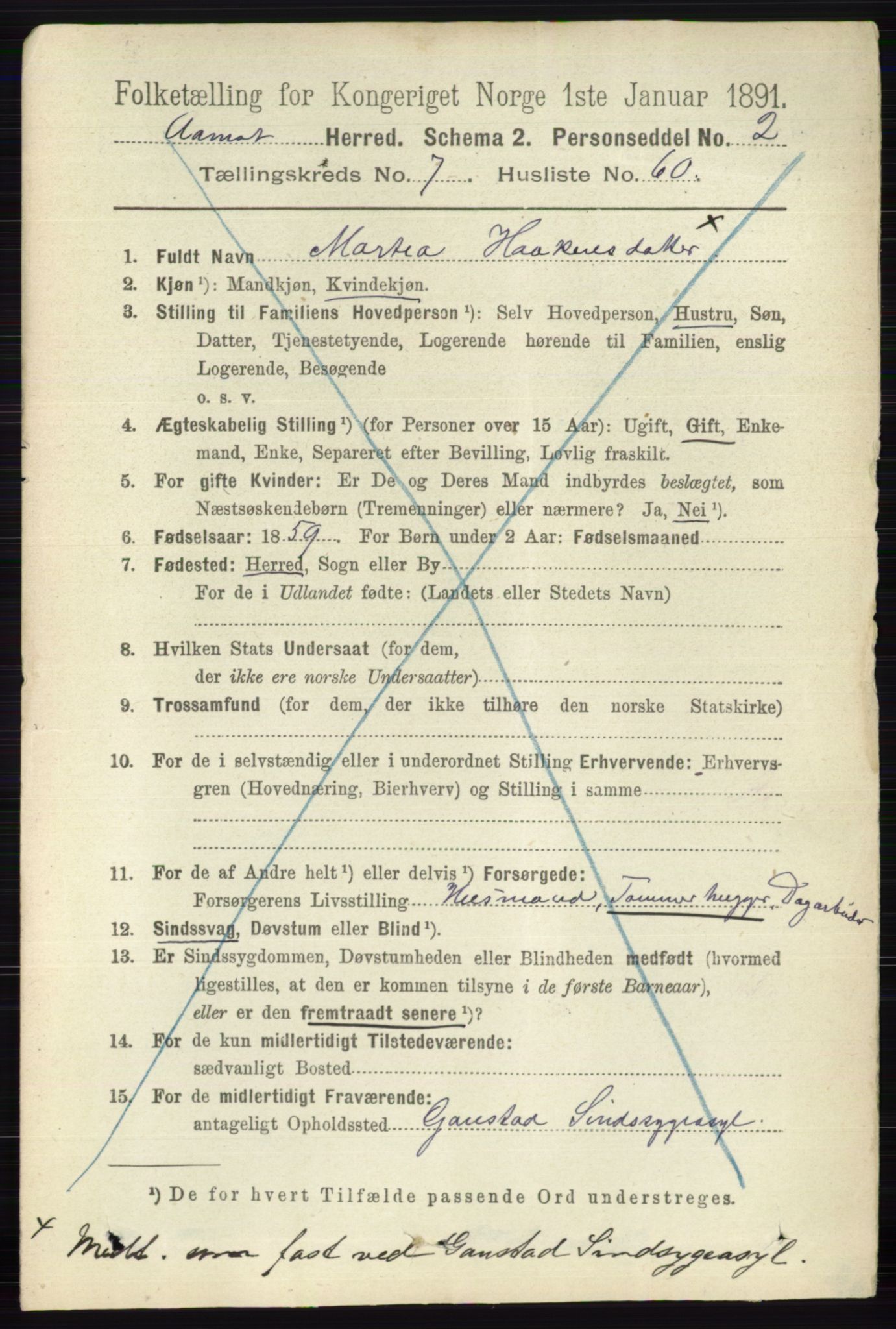 RA, 1891 census for 0429 Åmot, 1891, p. 3299