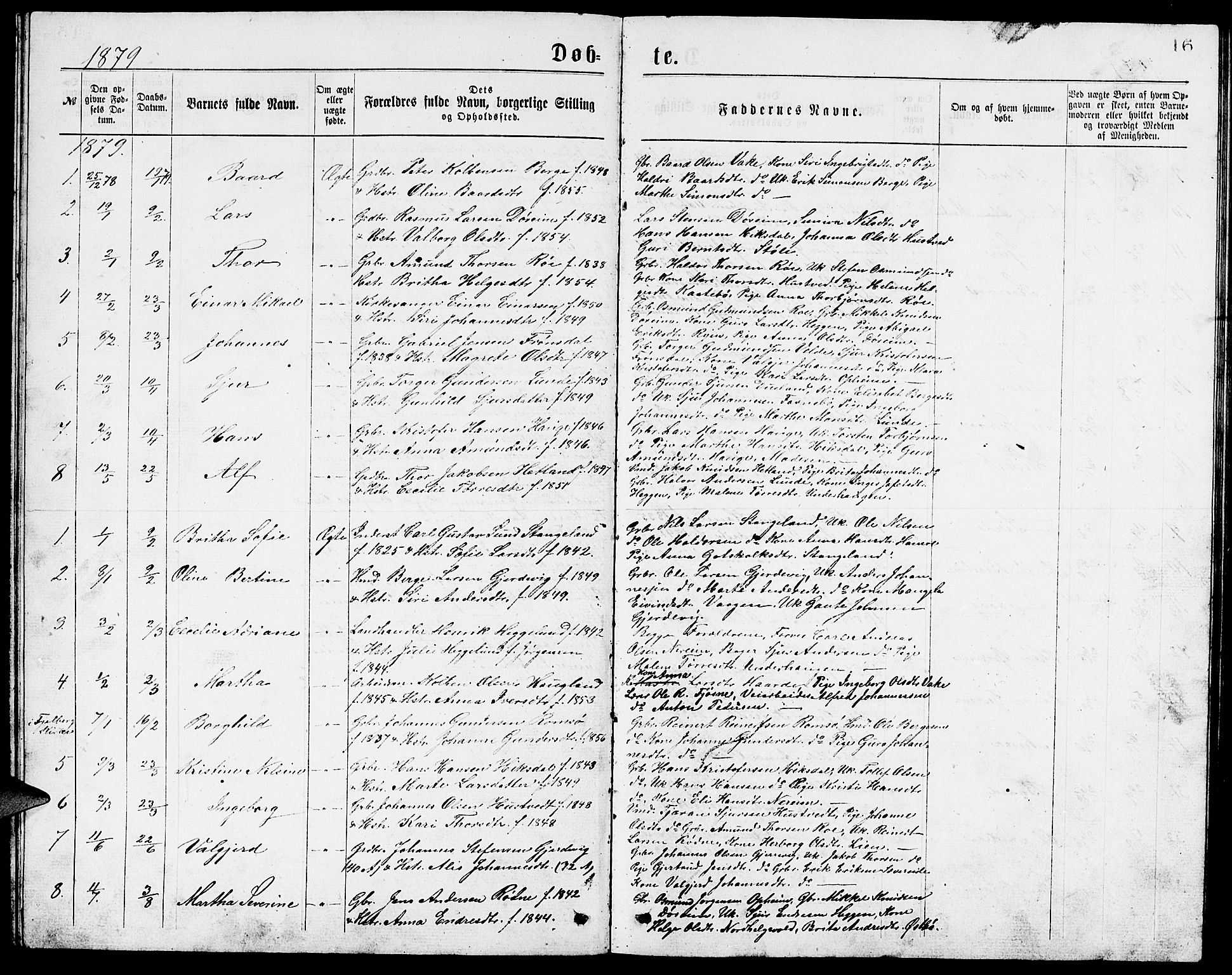 Ølen Sokneprestembete, AV/SAB-A-79201/H/Hab: Parish register (copy) no. A 3, 1875-1888, p. 16
