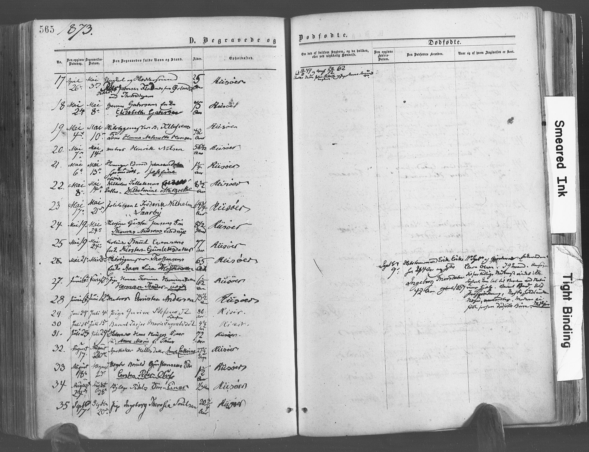 Risør sokneprestkontor, SAK/1111-0035/F/Fa/L0004: Parish register (official) no. A 4, 1865-1882, p. 565