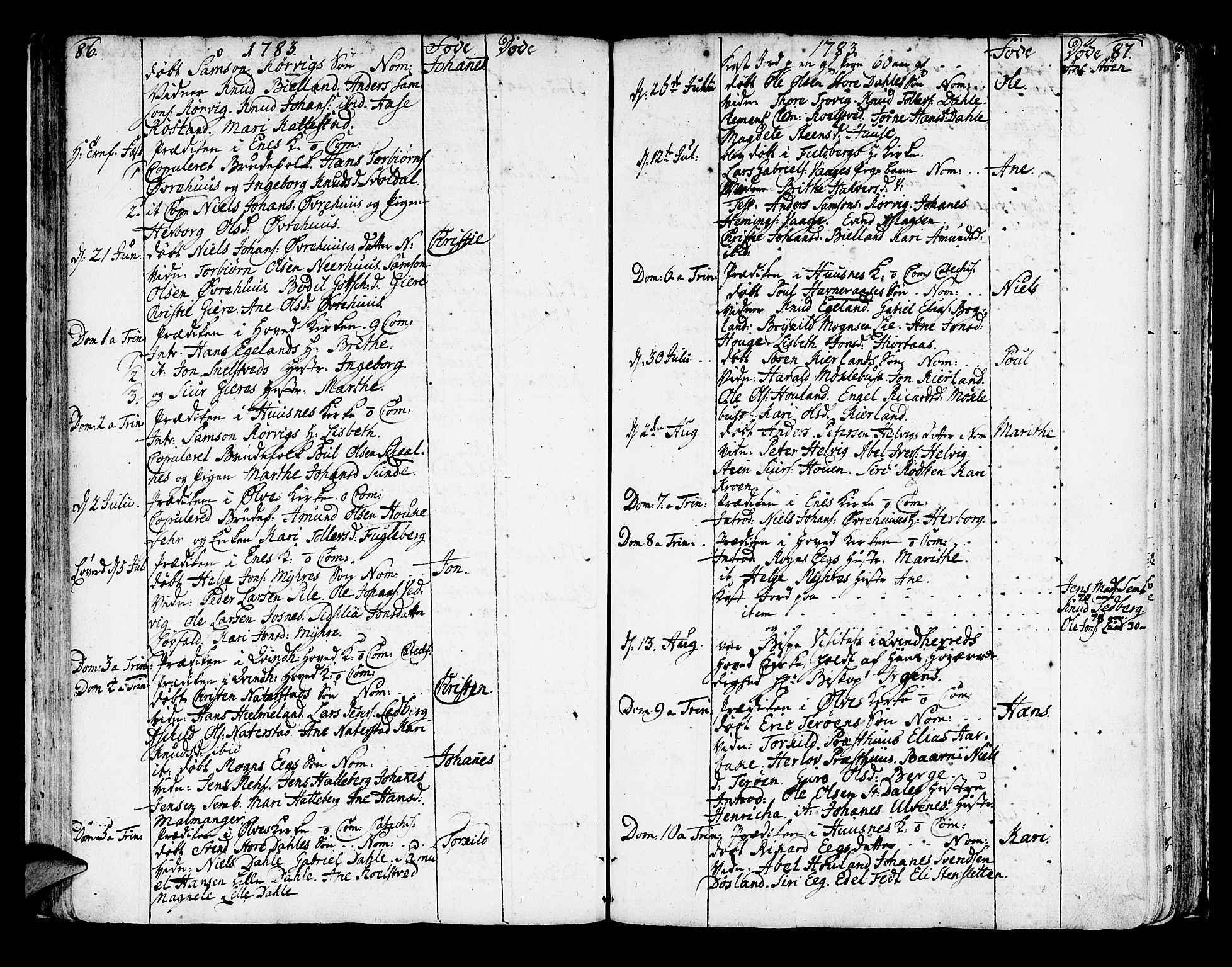 Kvinnherad sokneprestembete, AV/SAB-A-76401/H/Haa: Parish register (official) no. A 4, 1778-1811, p. 86-87