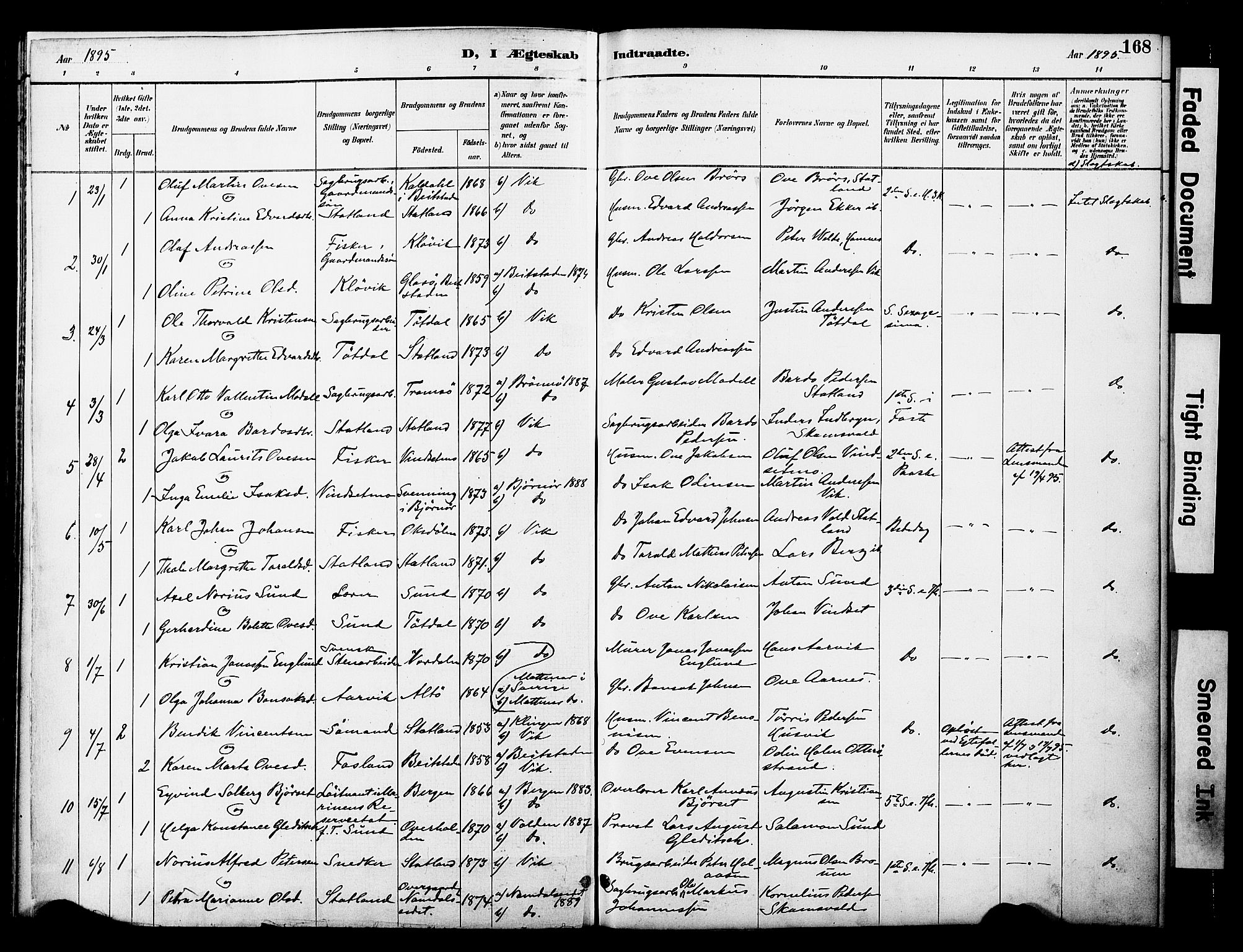 Ministerialprotokoller, klokkerbøker og fødselsregistre - Nord-Trøndelag, SAT/A-1458/774/L0628: Parish register (official) no. 774A02, 1887-1903, p. 168