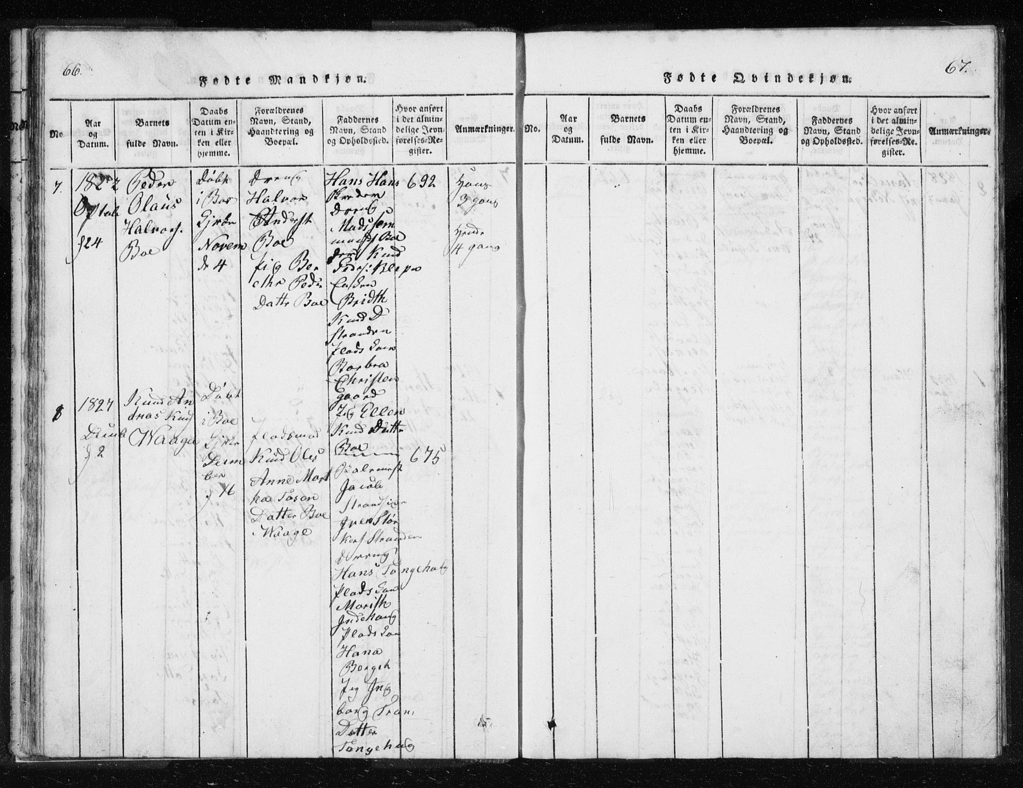 Ministerialprotokoller, klokkerbøker og fødselsregistre - Møre og Romsdal, AV/SAT-A-1454/566/L0772: Parish register (copy) no. 566C01, 1818-1845, p. 66-67