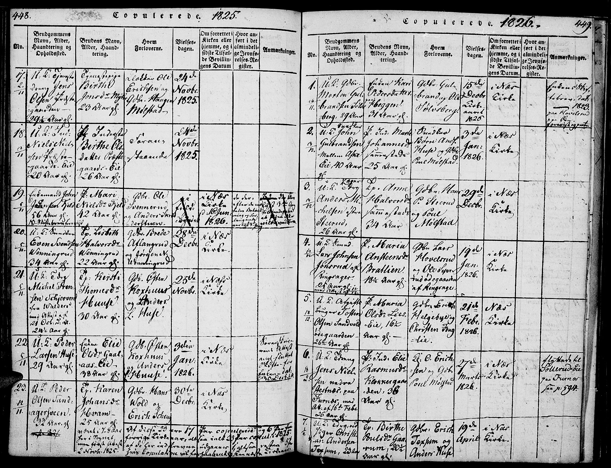 Nes prestekontor, Hedmark, SAH/PREST-020/K/Ka/L0002: Parish register (official) no. 2, 1813-1827, p. 448-449