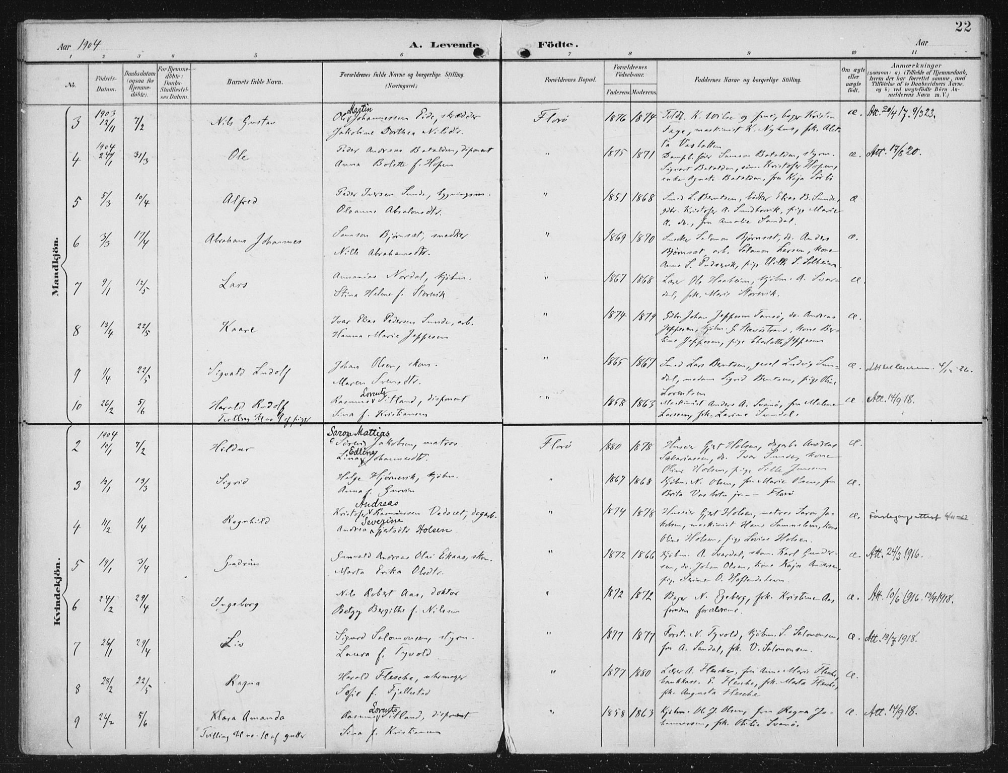 Kinn sokneprestembete, AV/SAB-A-80801/H/Haa/Haac/L0002: Parish register (official) no. C 2, 1895-1916, p. 22