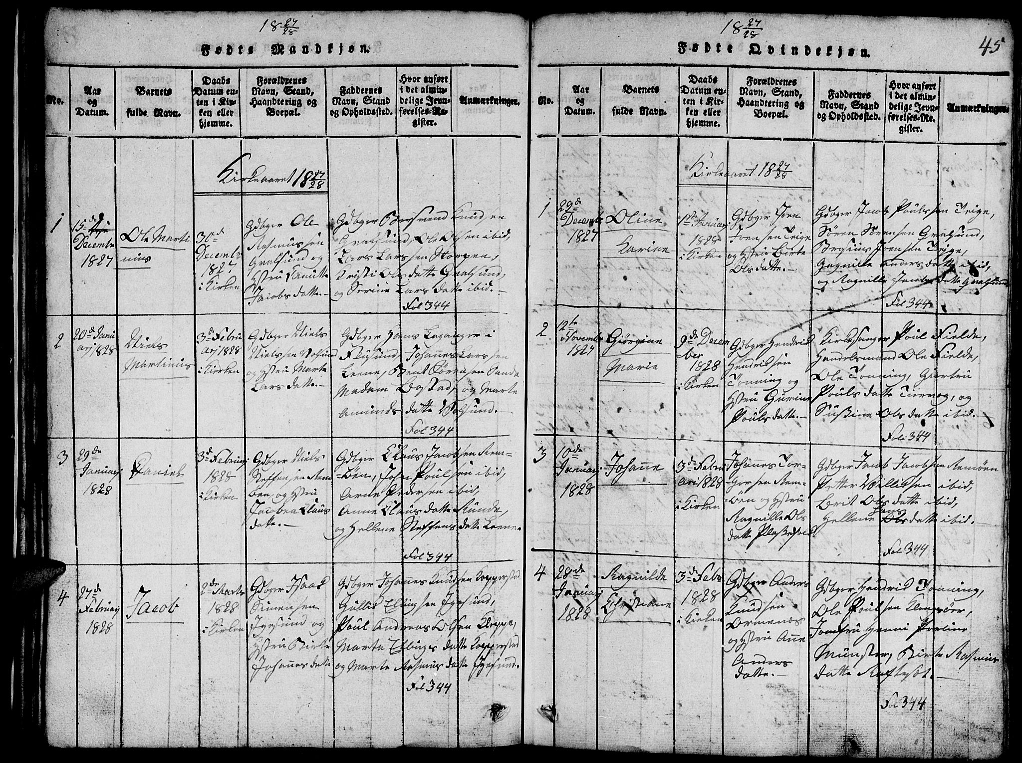 Ministerialprotokoller, klokkerbøker og fødselsregistre - Møre og Romsdal, AV/SAT-A-1454/507/L0078: Parish register (copy) no. 507C01, 1816-1840, p. 45