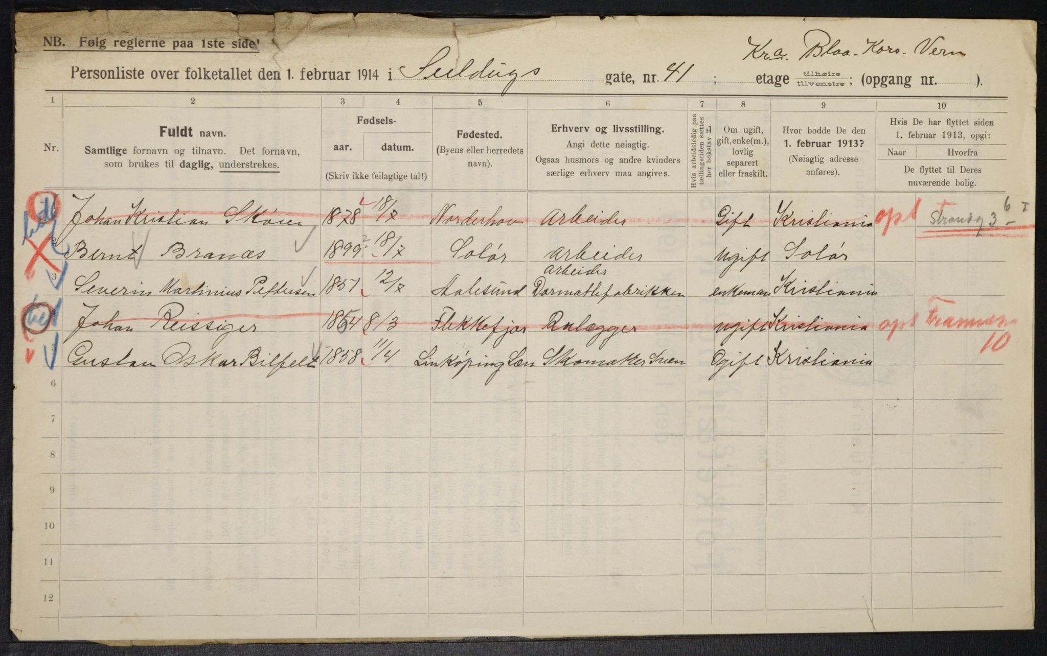 OBA, Municipal Census 1914 for Kristiania, 1914, p. 94429