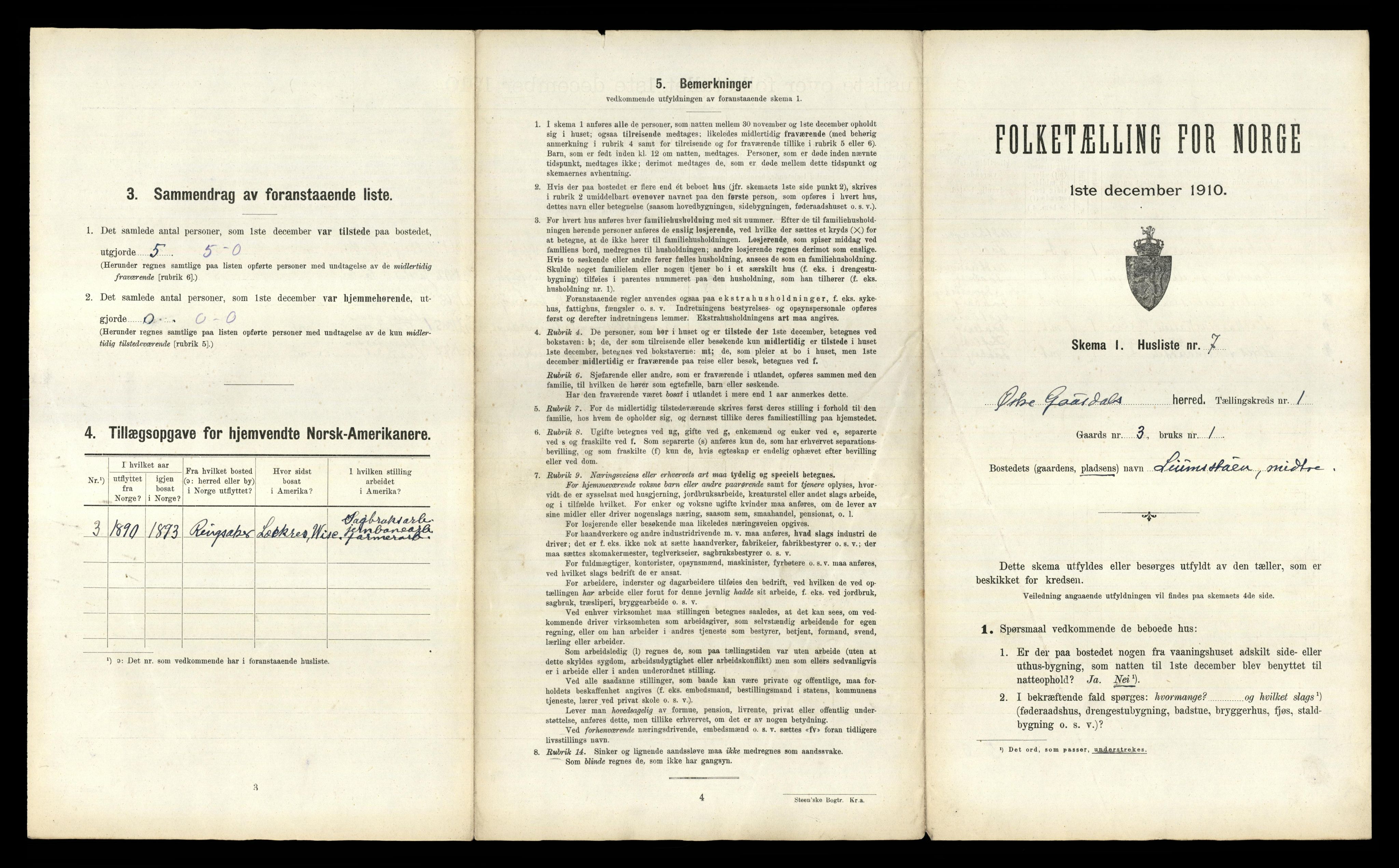 RA, 1910 census for Østre Gausdal, 1910, p. 42