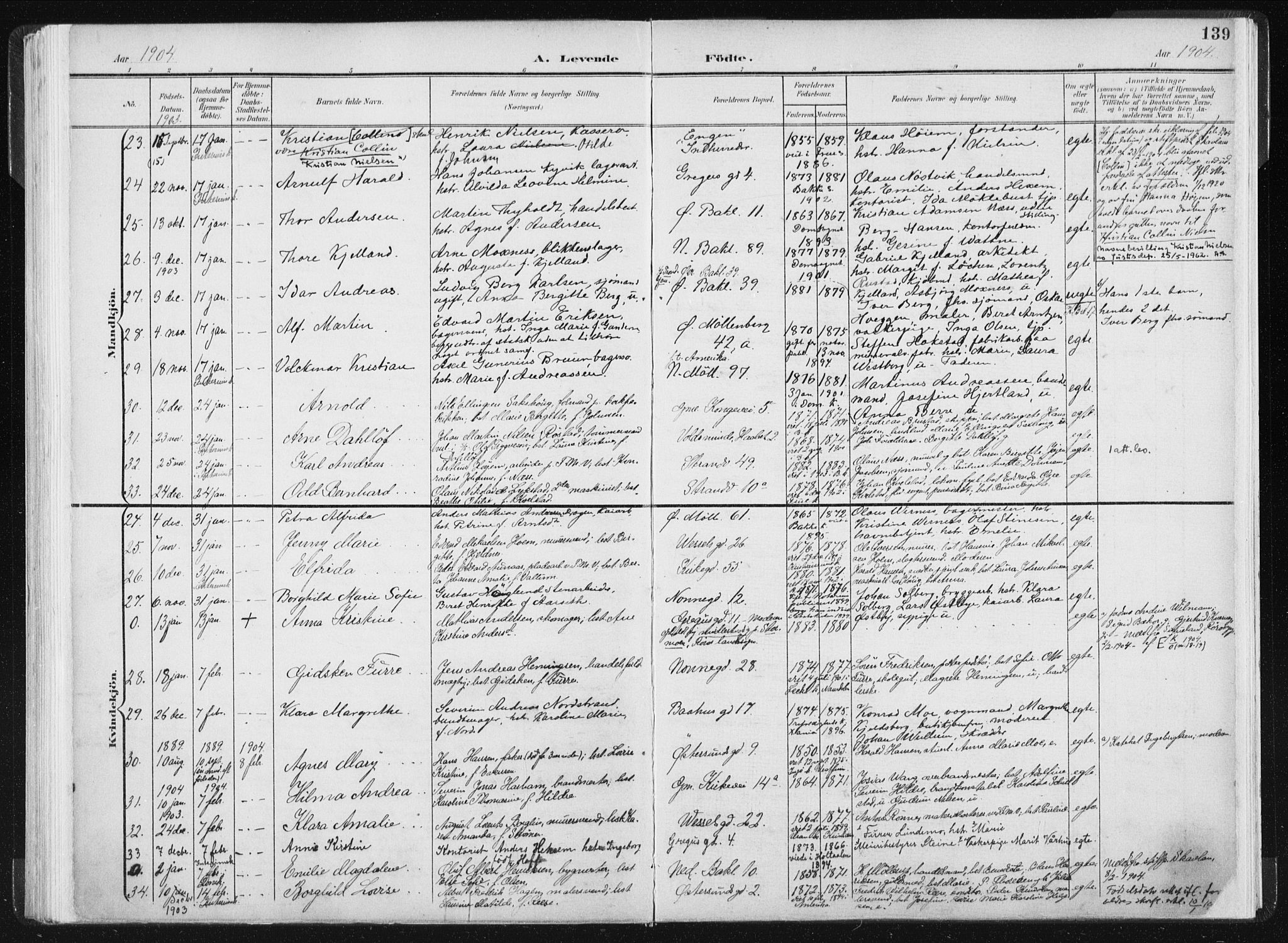 Ministerialprotokoller, klokkerbøker og fødselsregistre - Sør-Trøndelag, SAT/A-1456/604/L0199: Parish register (official) no. 604A20I, 1901-1906, p. 139