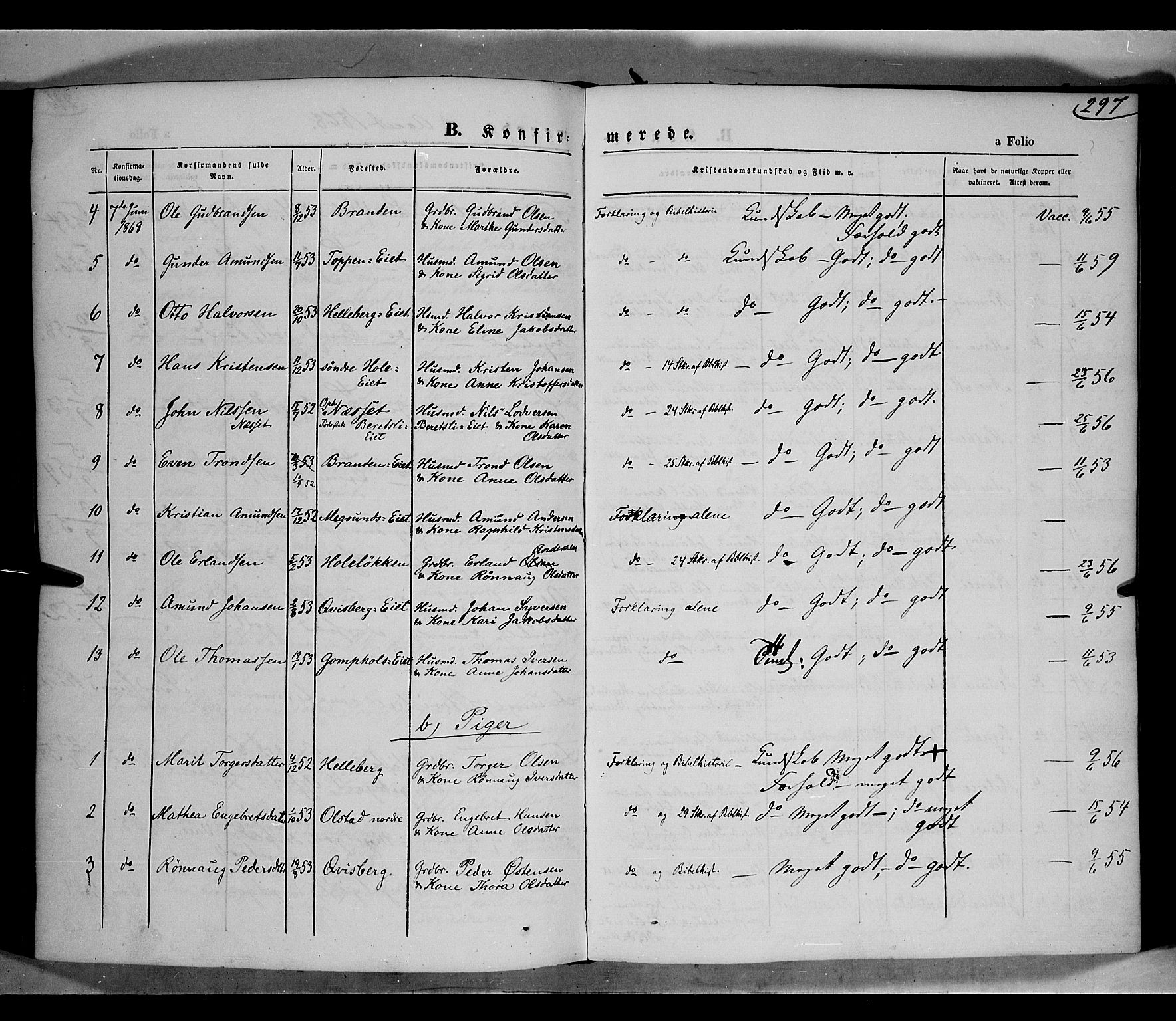 Gausdal prestekontor, AV/SAH-PREST-090/H/Ha/Haa/L0009: Parish register (official) no. 9, 1862-1873, p. 297