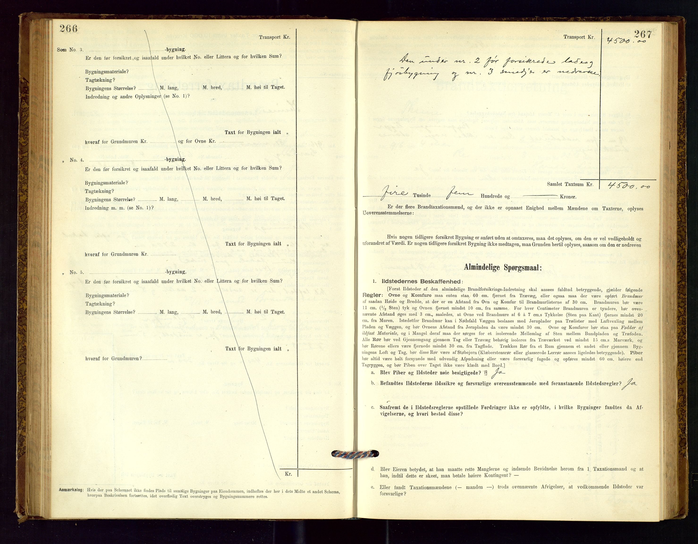 Time lensmannskontor, SAST/A-100420/Gob/L0001: Branntakstprotokoll, 1896-1914, p. 266-267