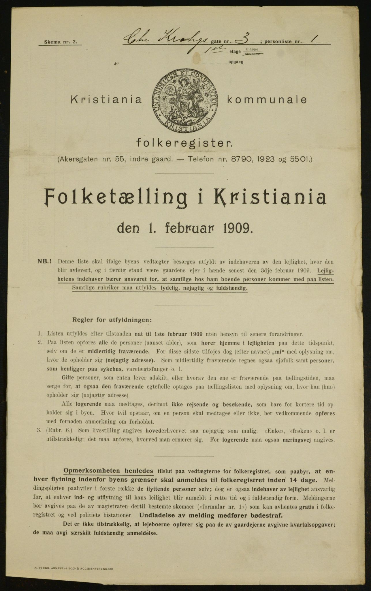 OBA, Municipal Census 1909 for Kristiania, 1909, p. 10593