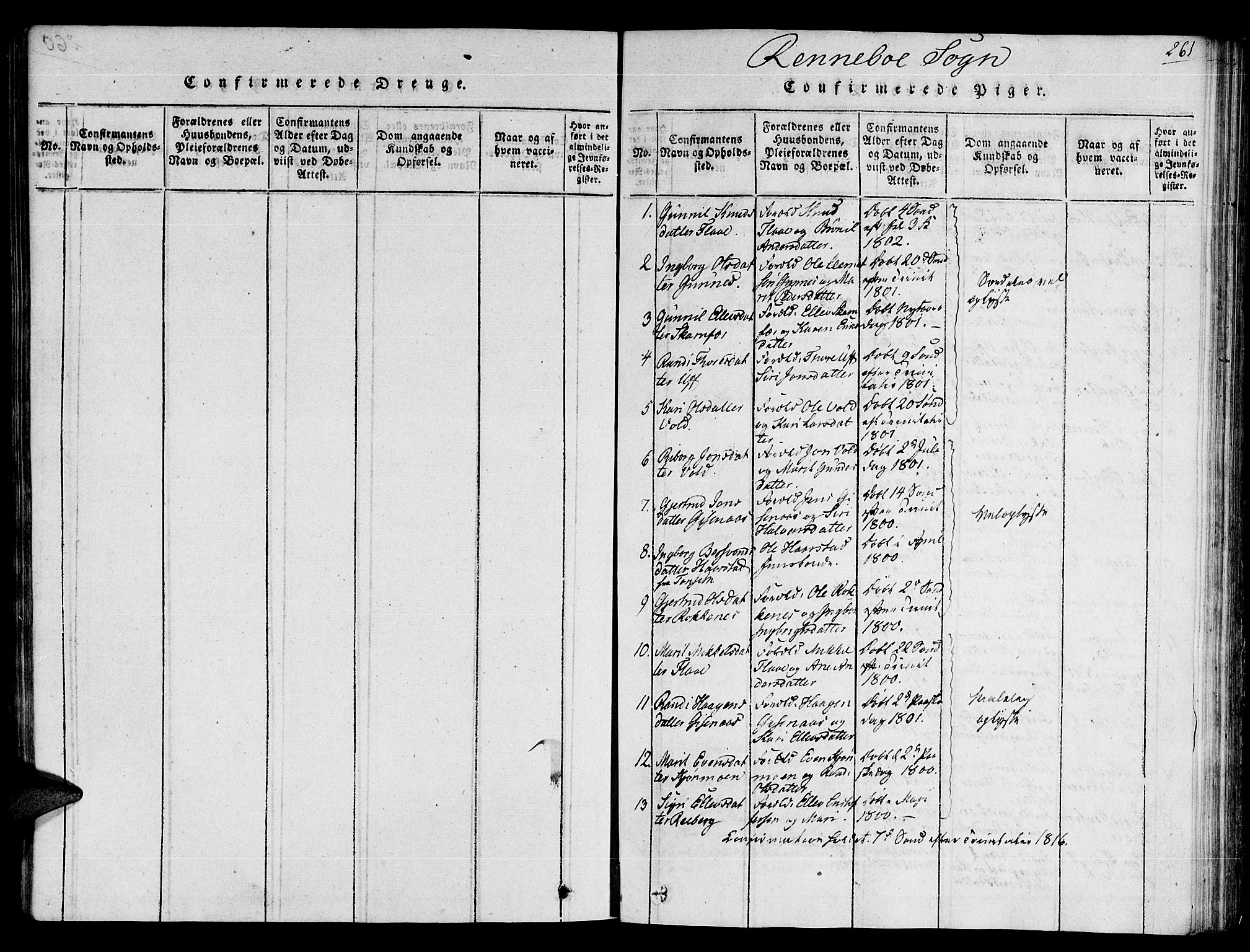 Ministerialprotokoller, klokkerbøker og fødselsregistre - Sør-Trøndelag, SAT/A-1456/672/L0854: Parish register (official) no. 672A06 /2, 1816-1829, p. 261