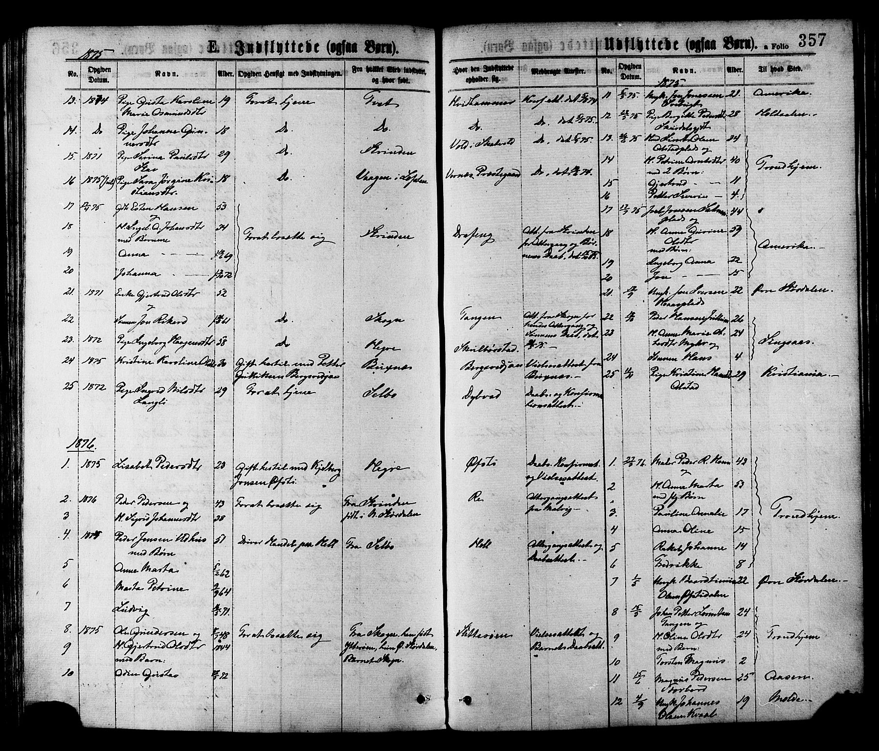 Ministerialprotokoller, klokkerbøker og fødselsregistre - Nord-Trøndelag, SAT/A-1458/709/L0076: Parish register (official) no. 709A16, 1871-1879, p. 357