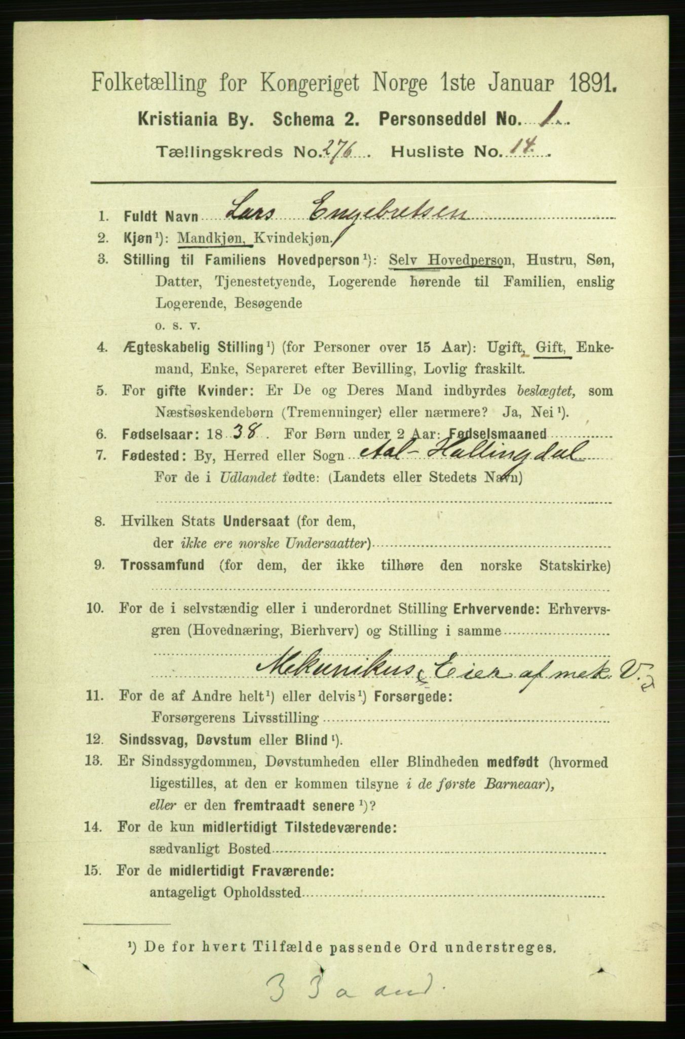 RA, 1891 census for 0301 Kristiania, 1891, p. 167701
