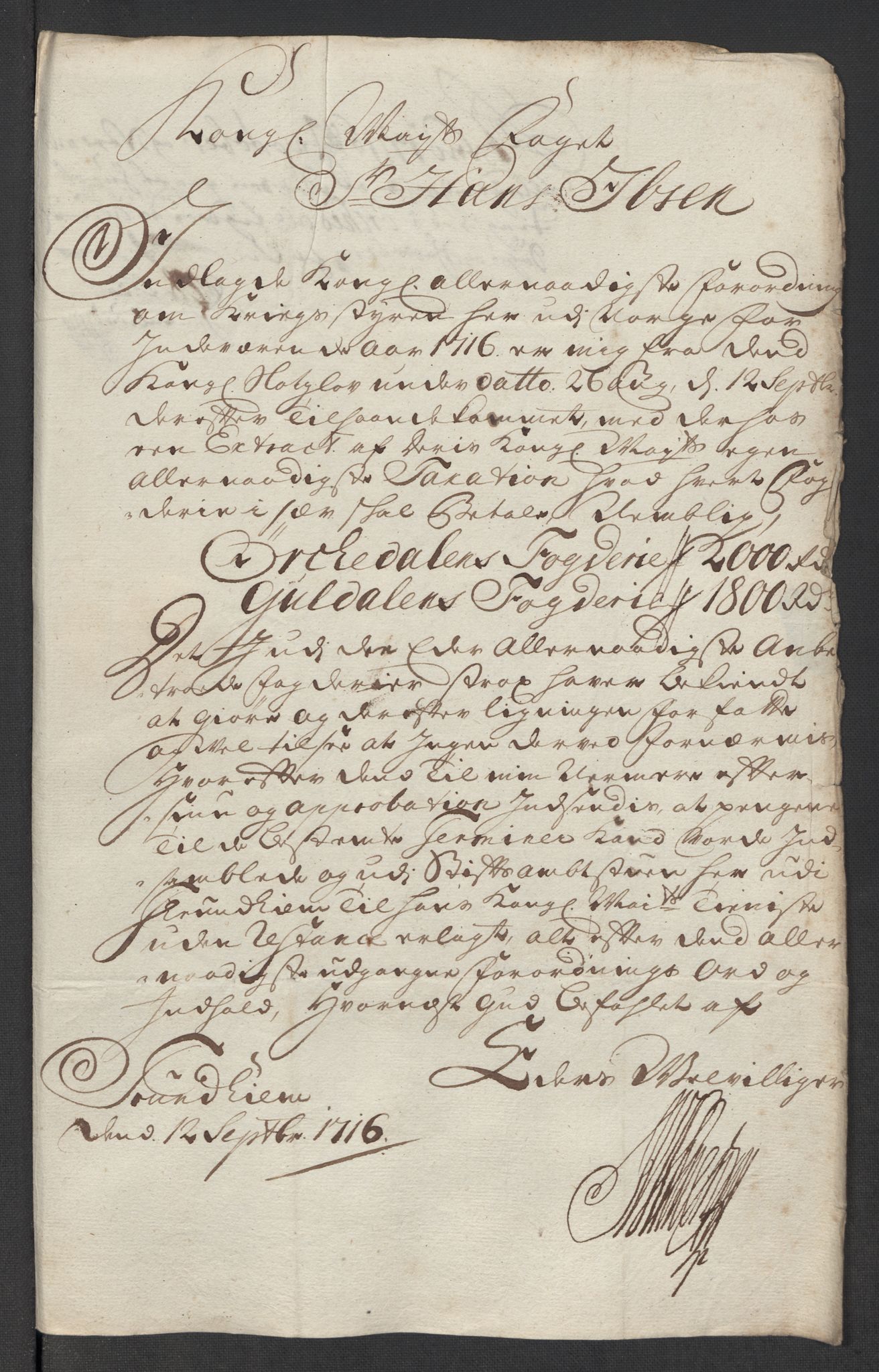 Rentekammeret inntil 1814, Reviderte regnskaper, Fogderegnskap, AV/RA-EA-4092/R60/L3967: Fogderegnskap Orkdal og Gauldal, 1716, p. 159