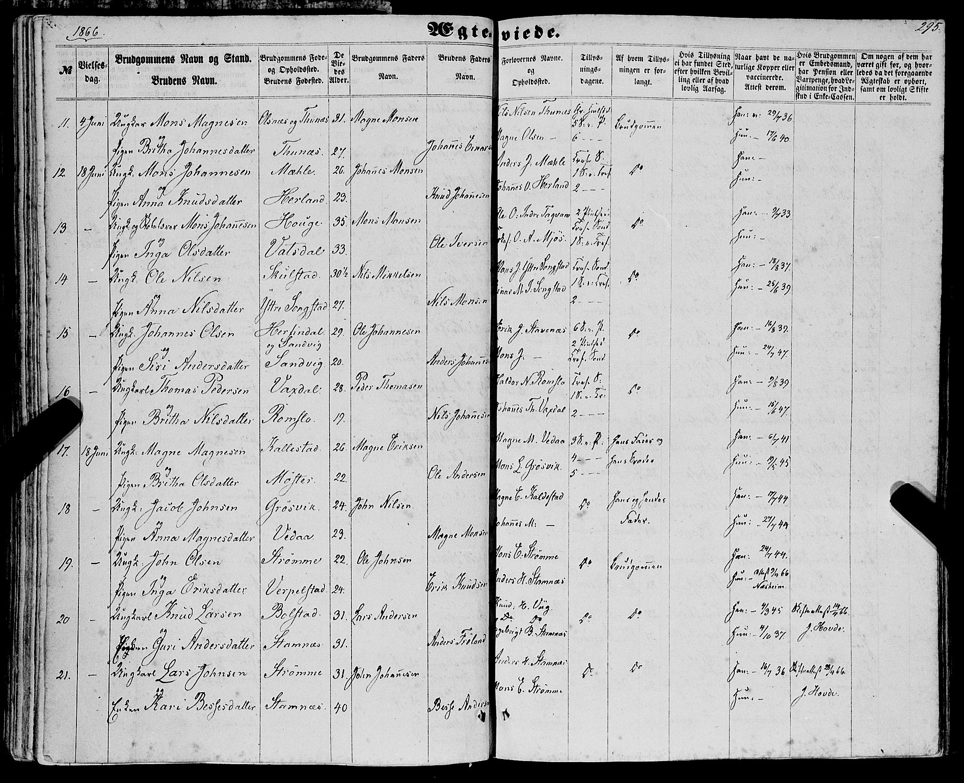 Haus sokneprestembete, AV/SAB-A-75601/H/Haa: Parish register (official) no. A 17, 1858-1870, p. 295