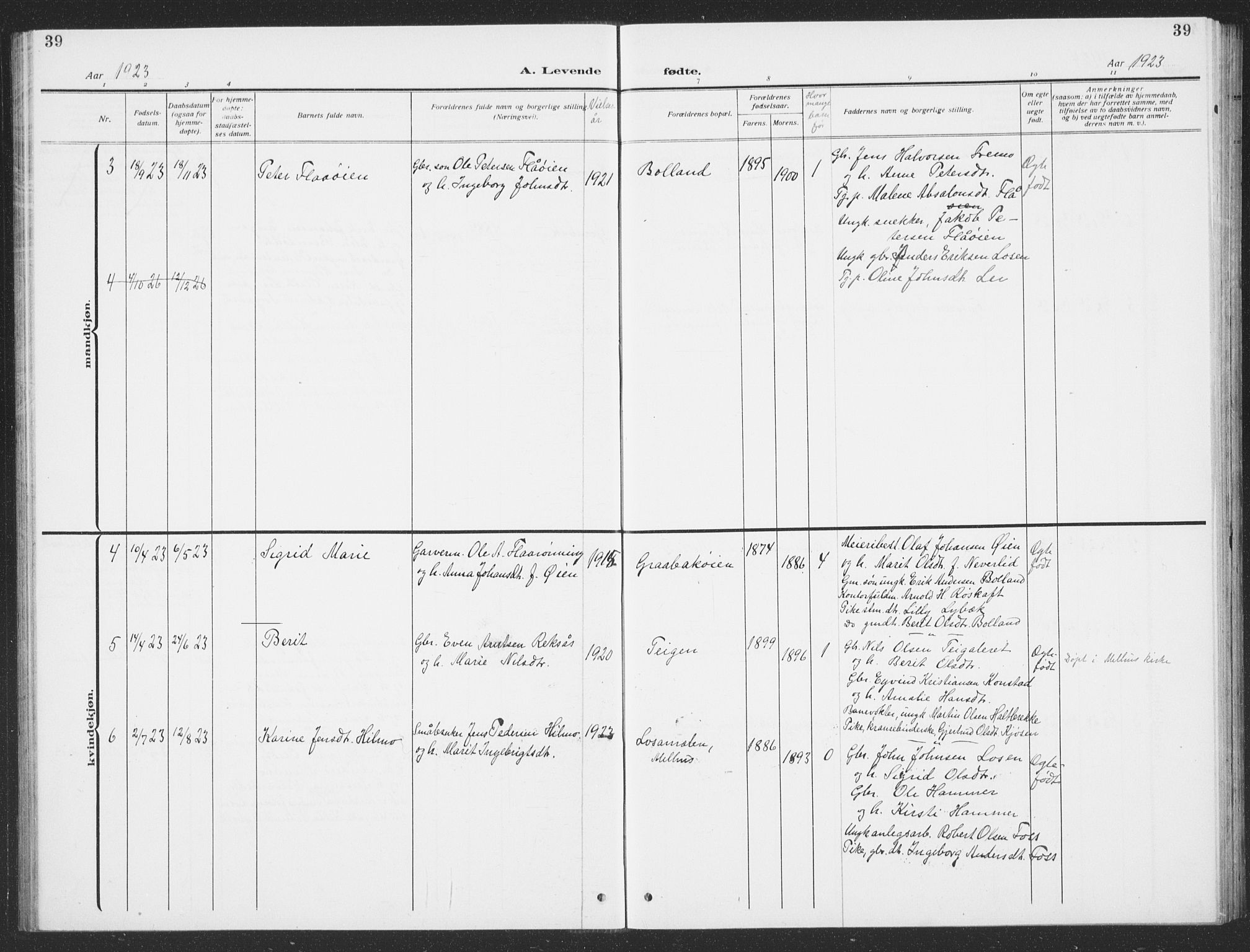 Ministerialprotokoller, klokkerbøker og fødselsregistre - Sør-Trøndelag, AV/SAT-A-1456/693/L1124: Parish register (copy) no. 693C05, 1911-1941, p. 39