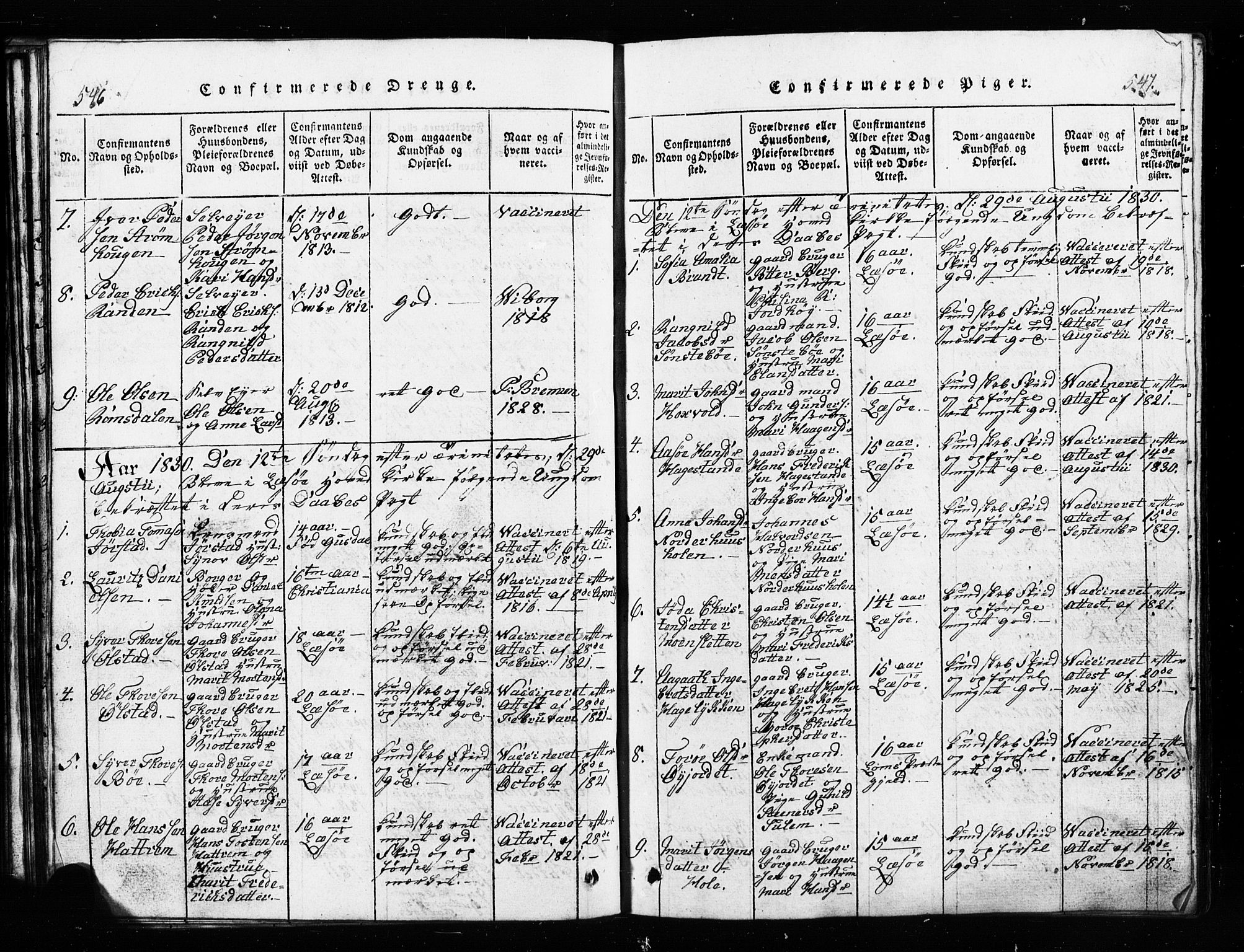 Lesja prestekontor, SAH/PREST-068/H/Ha/Hab/L0001: Parish register (copy) no. 1, 1820-1831, p. 546-547