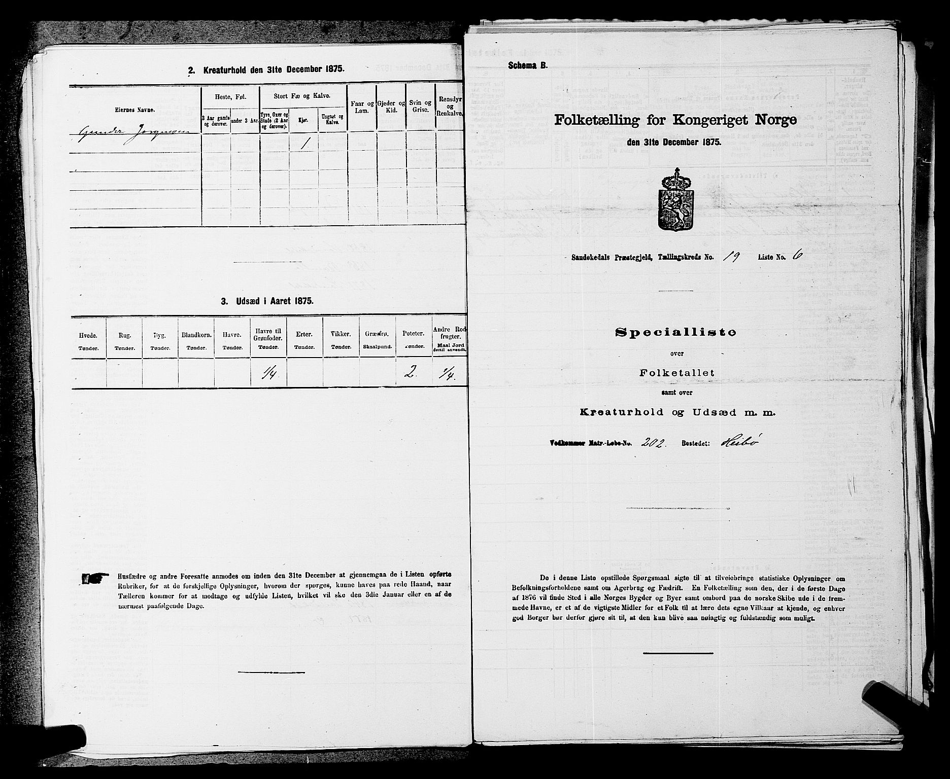 SAKO, 1875 census for 0816P Sannidal, 1875, p. 1565