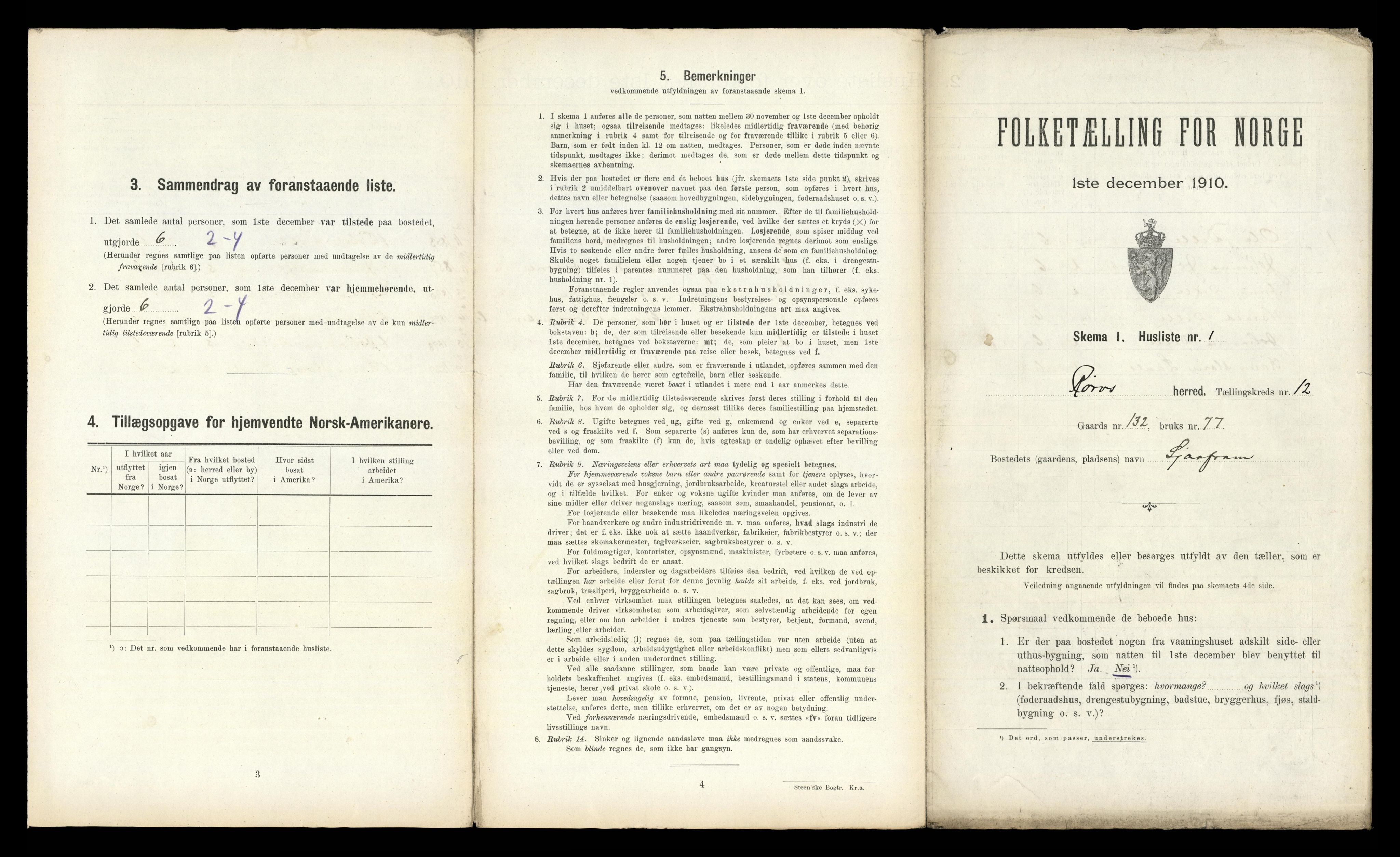 RA, 1910 census for Røros, 1910, p. 1621