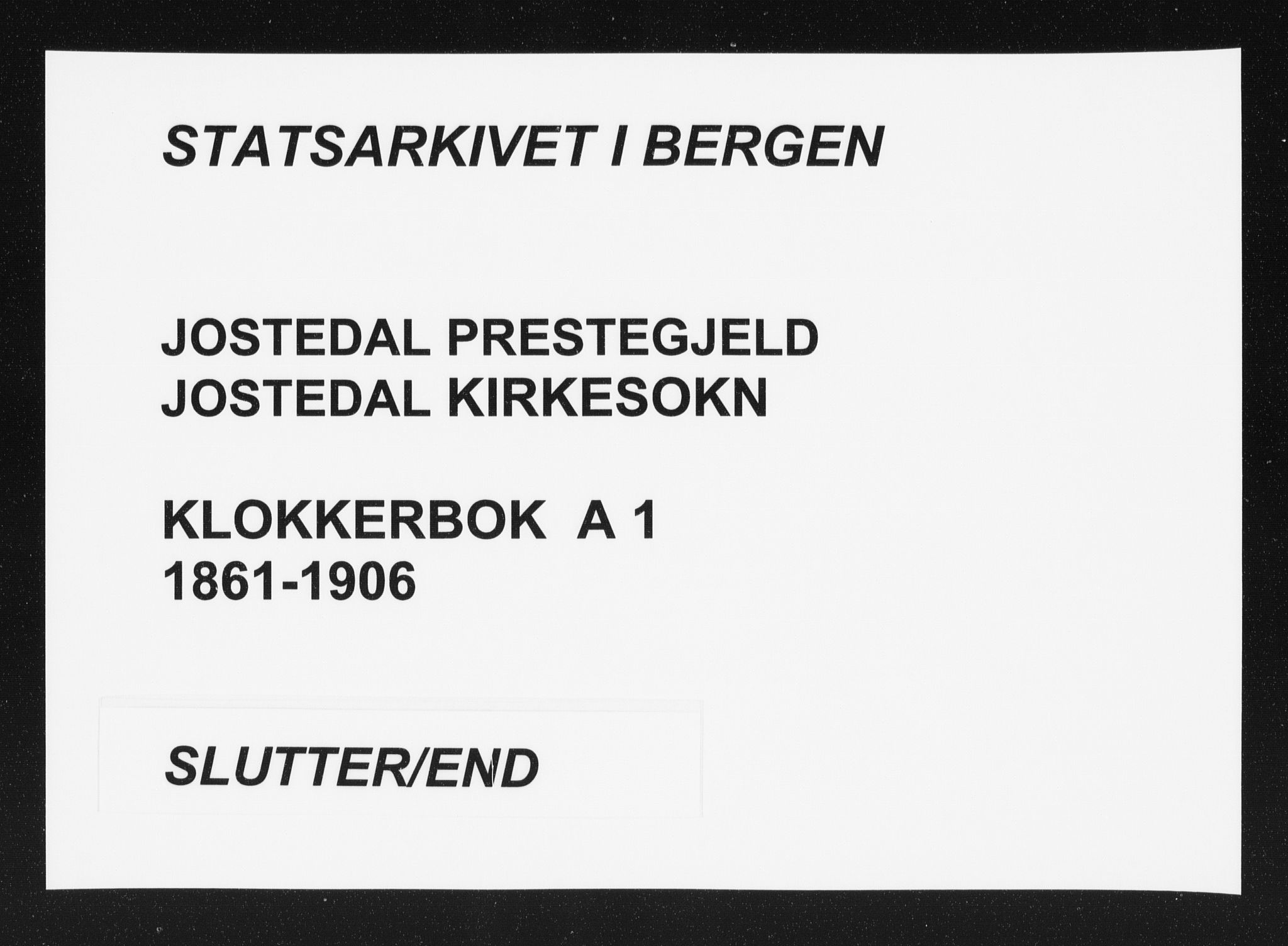 Jostedal sokneprestembete, AV/SAB-A-80601/H/Hab/Haba/L0001: Parish register (copy) no. A 1, 1861-1906