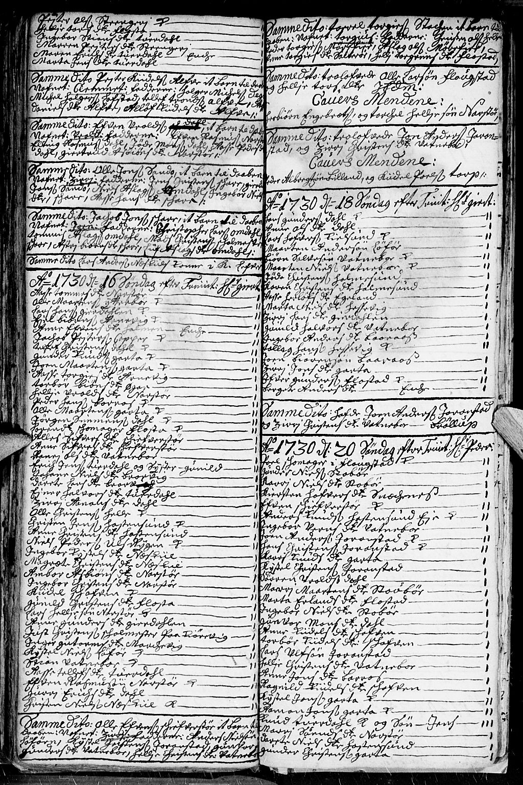 Dypvåg sokneprestkontor, AV/SAK-1111-0007/F/Fb/Fba/L0003: Parish register (copy) no. B 3, 1715-1738, p. 126