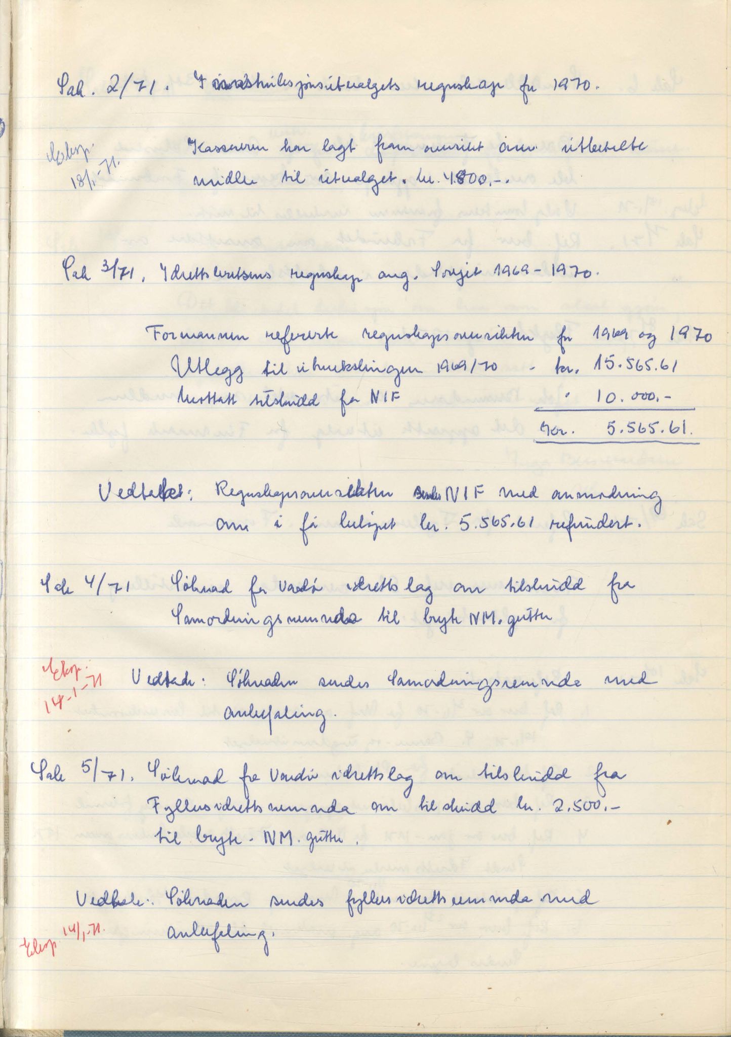 Aust-Finnmark Idrettskrets , FMFB/A-1041/A/L0007: Møteprotokoll for arbeidsutvalg, 1963-1971, p. 268