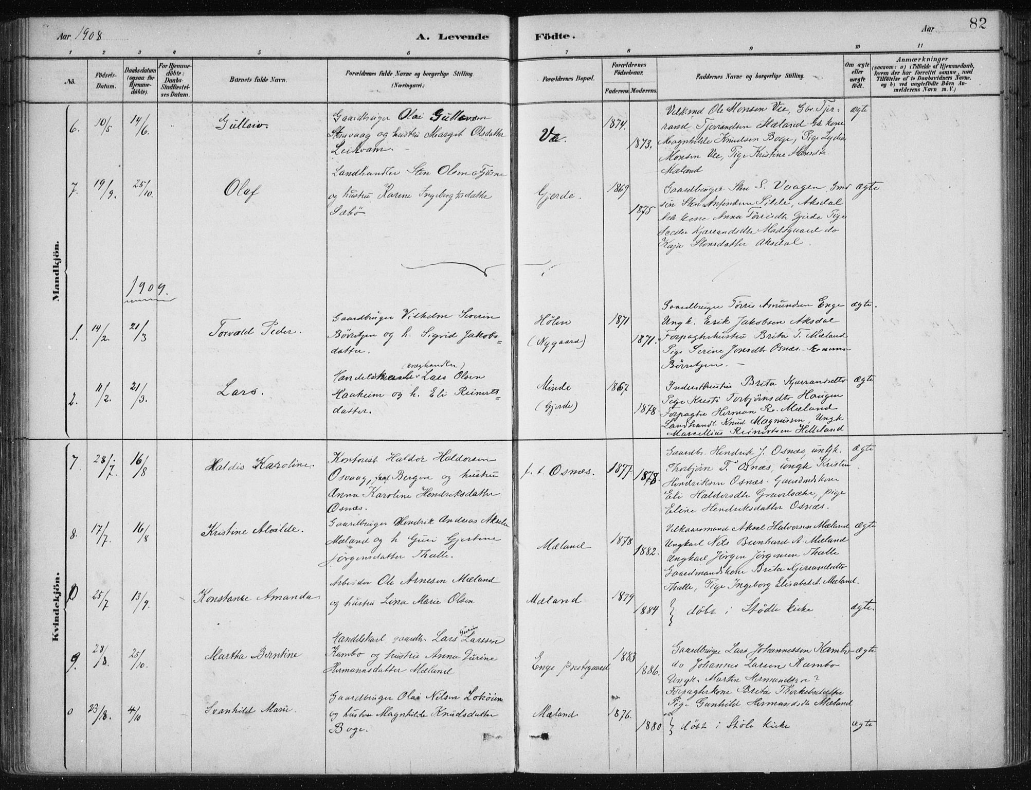 Etne sokneprestembete, AV/SAB-A-75001/H/Haa: Parish register (official) no. C  1, 1879-1919, p. 82