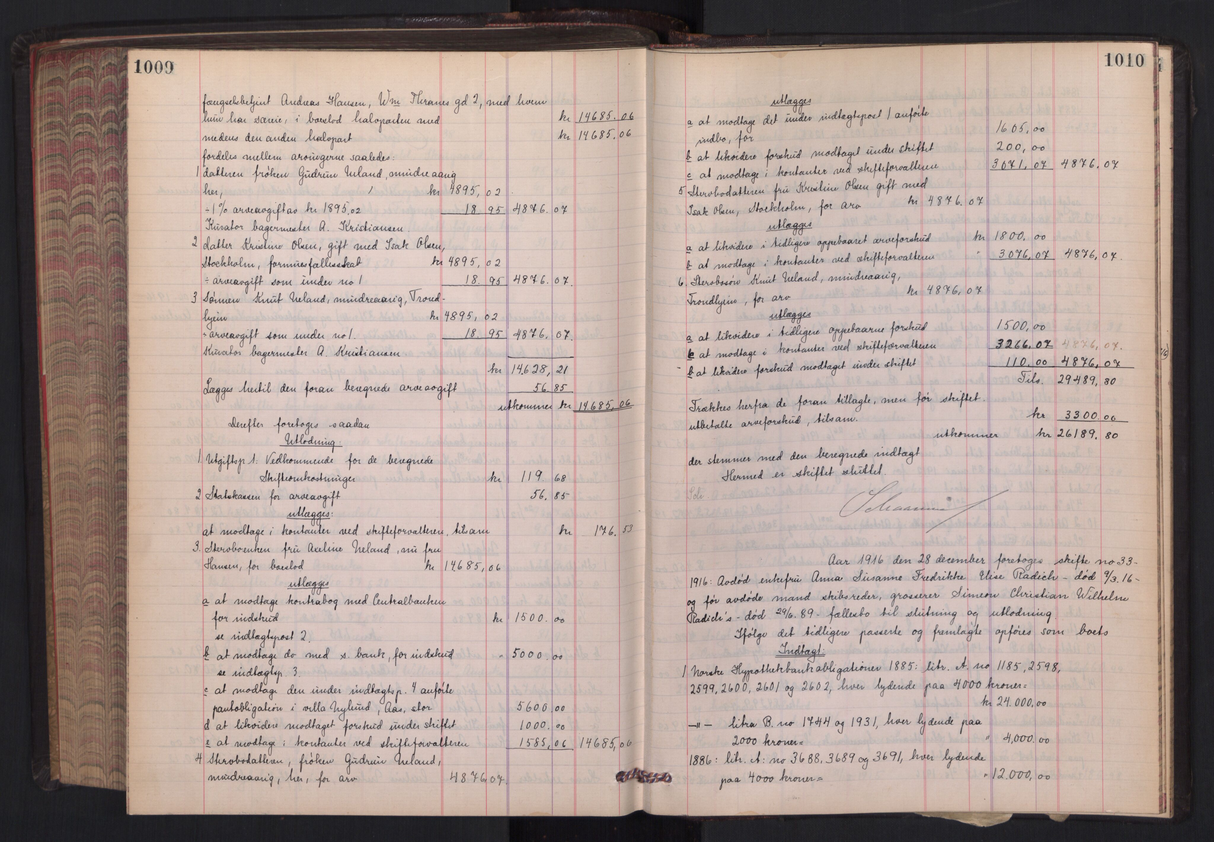 Oslo skifterett, AV/SAO-A-10383/H/Hd/Hdb/L0011: Skifteutlodningsprotokoll, 1915-1917, p. 1009-1010