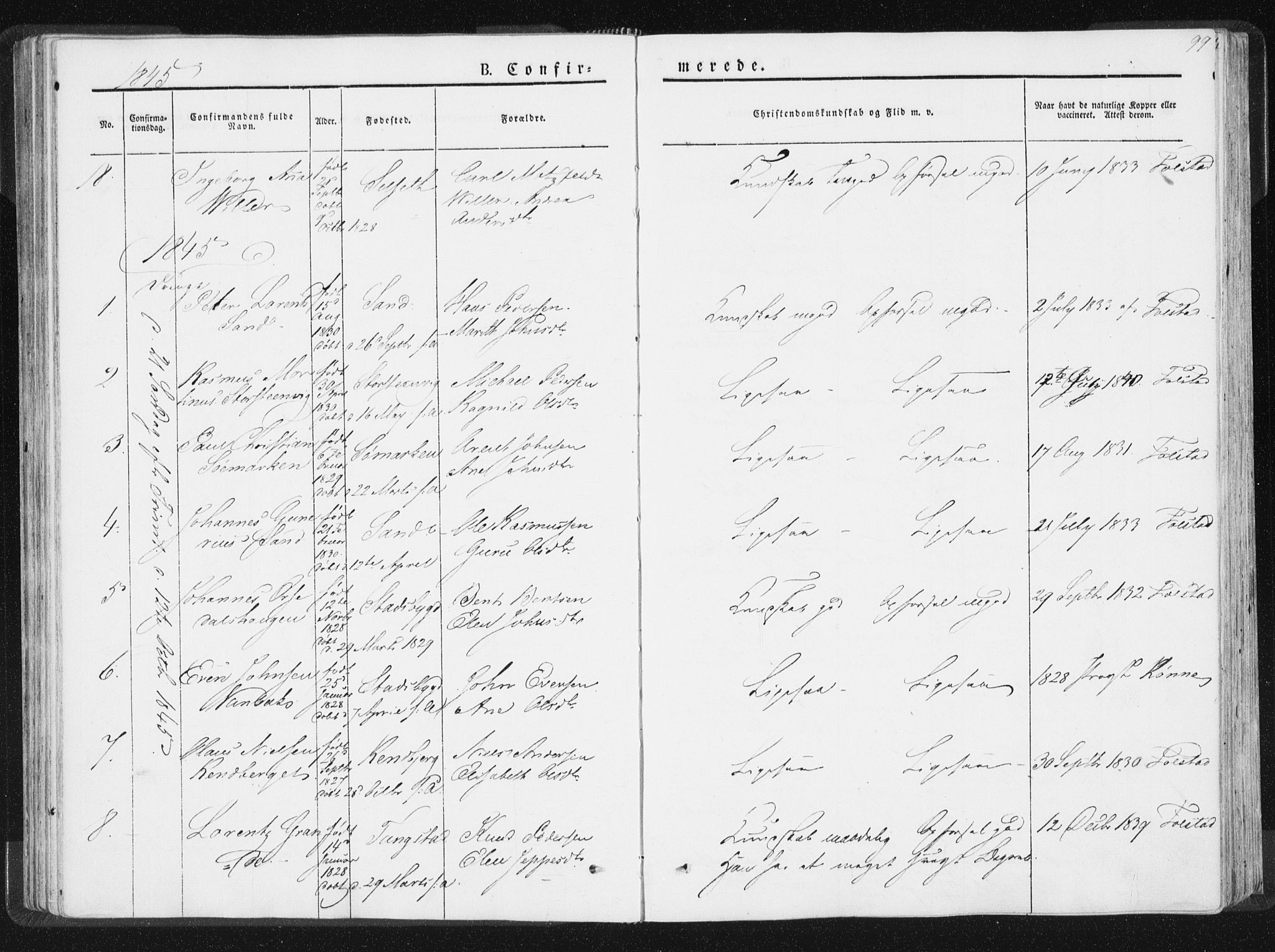 Ministerialprotokoller, klokkerbøker og fødselsregistre - Nord-Trøndelag, SAT/A-1458/744/L0418: Parish register (official) no. 744A02, 1843-1866, p. 99