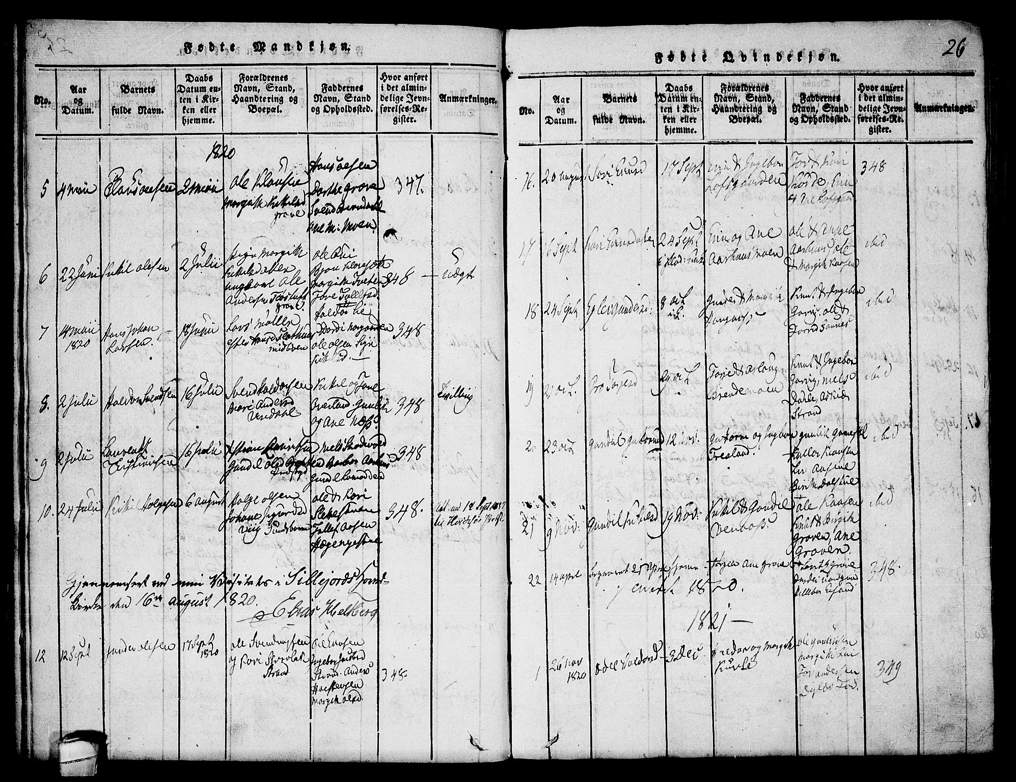 Seljord kirkebøker, SAKO/A-20/F/Fa/L0010: Parish register (official) no. I 10, 1815-1831, p. 26