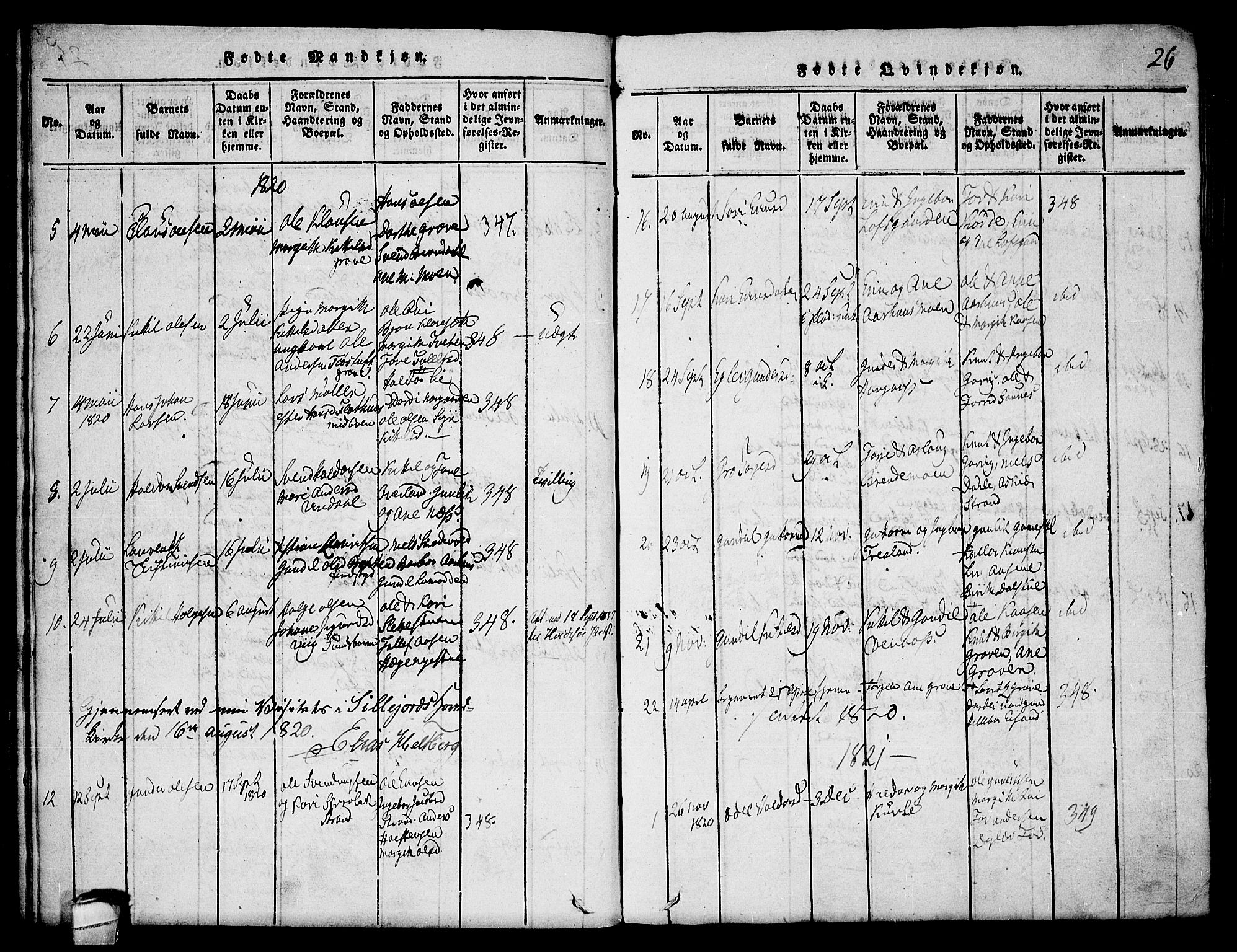 Seljord kirkebøker, AV/SAKO-A-20/F/Fa/L0010: Parish register (official) no. I 10, 1815-1831, p. 26
