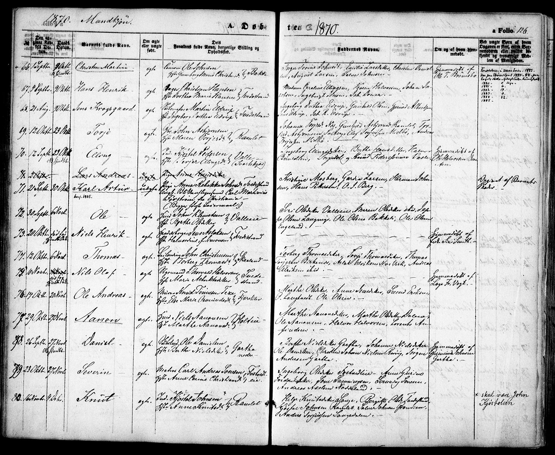 Holt sokneprestkontor, AV/SAK-1111-0021/F/Fa/L0009: Parish register (official) no. A 9, 1861-1871, p. 126