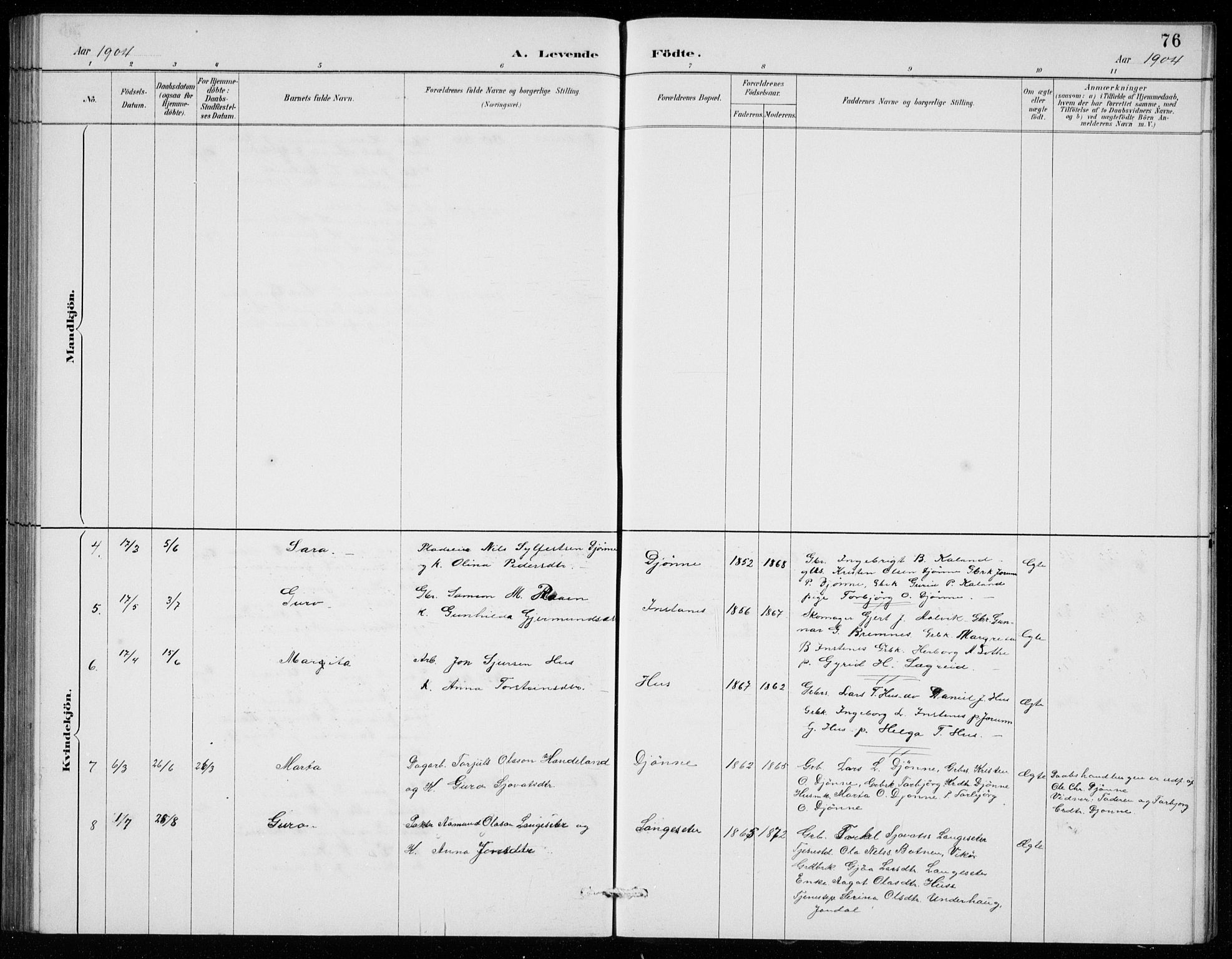 Ullensvang sokneprestembete, AV/SAB-A-78701/H/Hab: Parish register (copy) no. E  7, 1887-1929, p. 76
