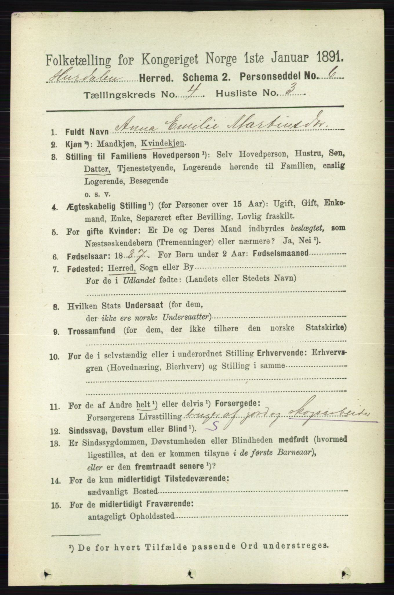 RA, 1891 census for 0239 Hurdal, 1891, p. 1444