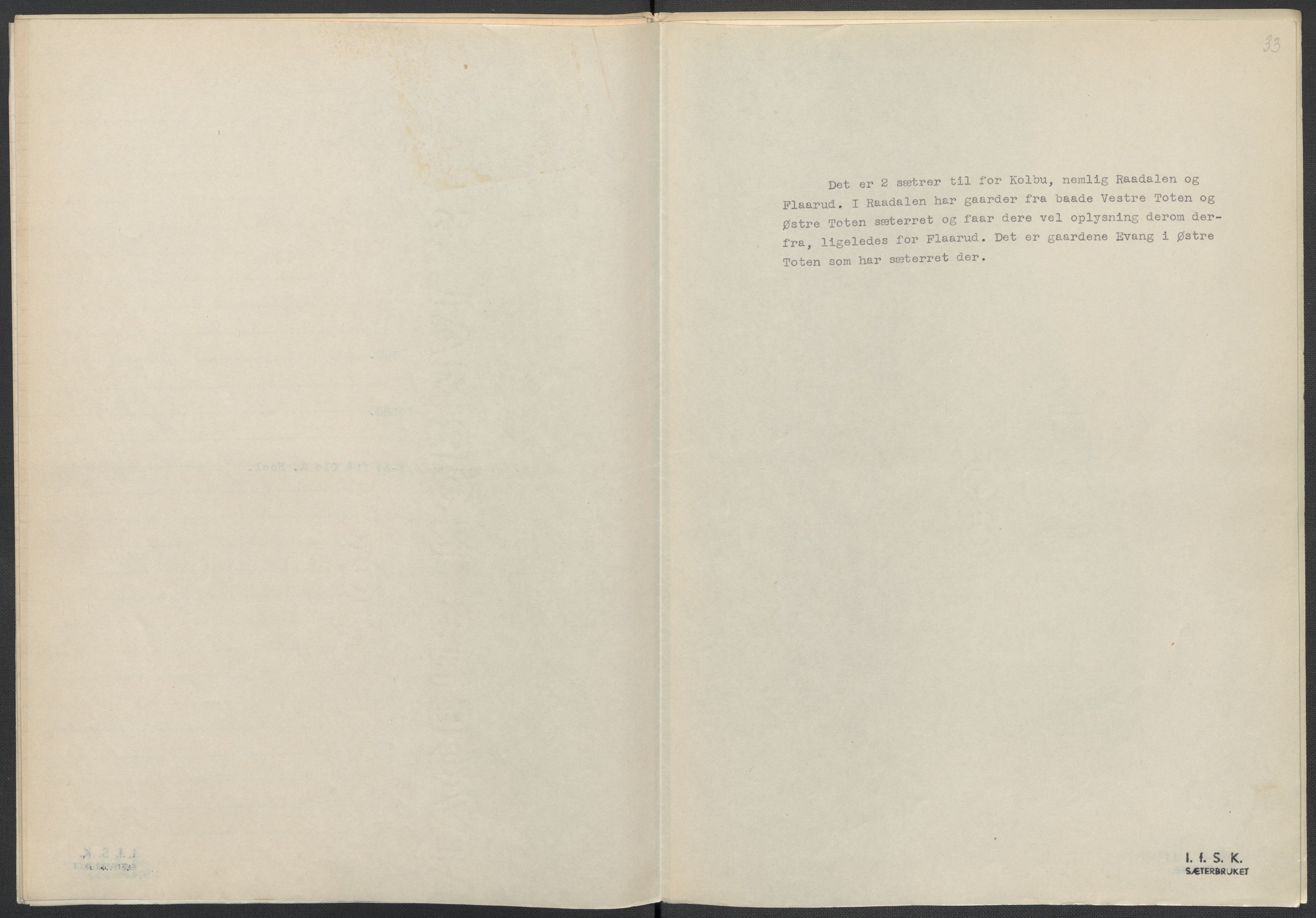 Instituttet for sammenlignende kulturforskning, AV/RA-PA-0424/F/Fc/L0004/0003: Eske B4: / Oppland (perm IX), 1933-1935, p. 33