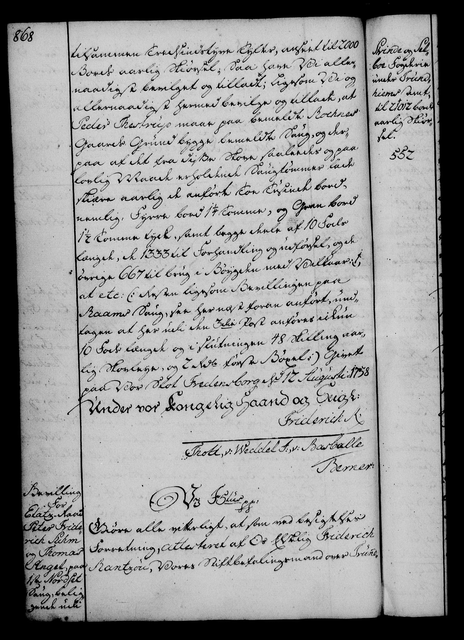 Rentekammeret, Kammerkanselliet, AV/RA-EA-3111/G/Gg/Gga/L0006: Norsk ekspedisjonsprotokoll med register (merket RK 53.6), 1749-1759, p. 868