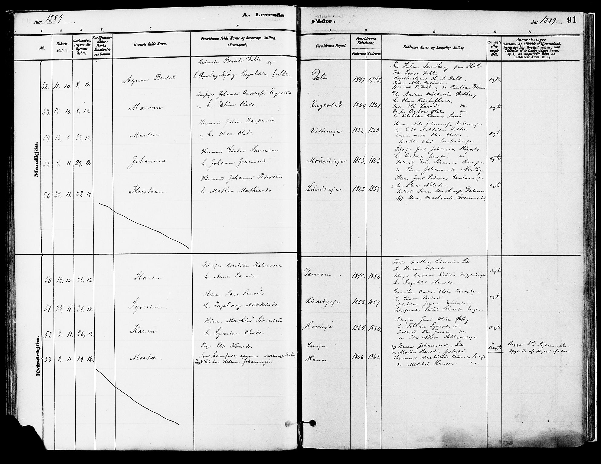 Vang prestekontor, Hedmark, SAH/PREST-008/H/Ha/Haa/L0018A: Parish register (official) no. 18A, 1880-1906, p. 91