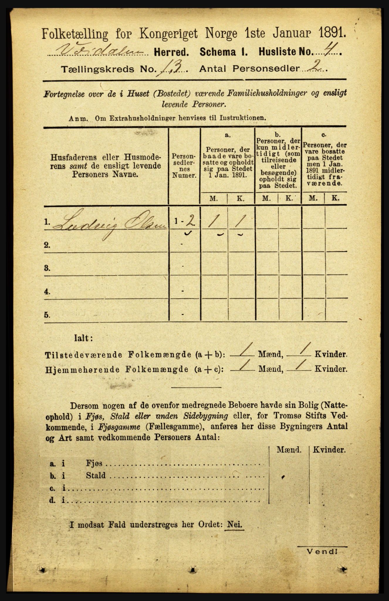 RA, 1891 census for 1721 Verdal, 1891, p. 6814