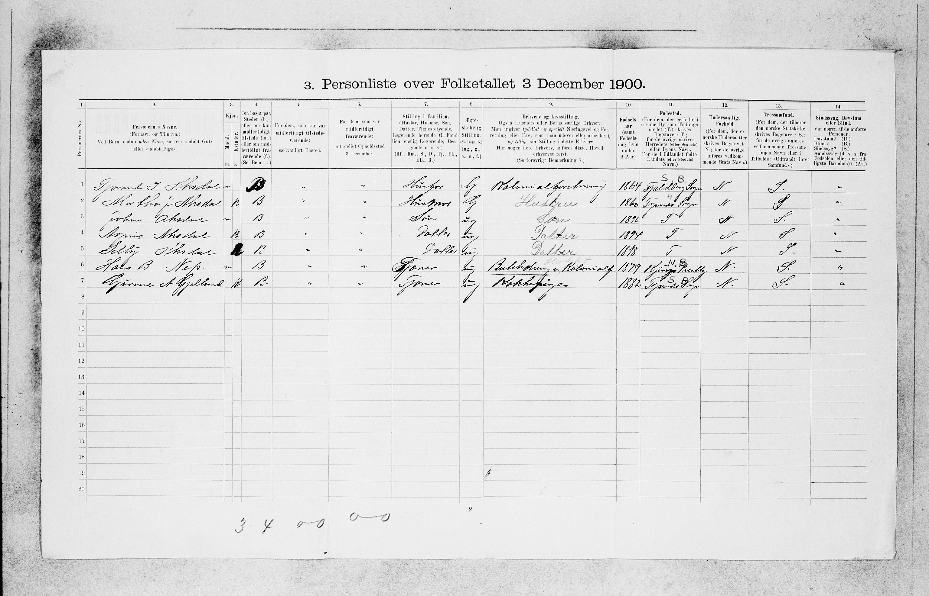 SAB, 1900 census for Bergen, 1900, p. 23483