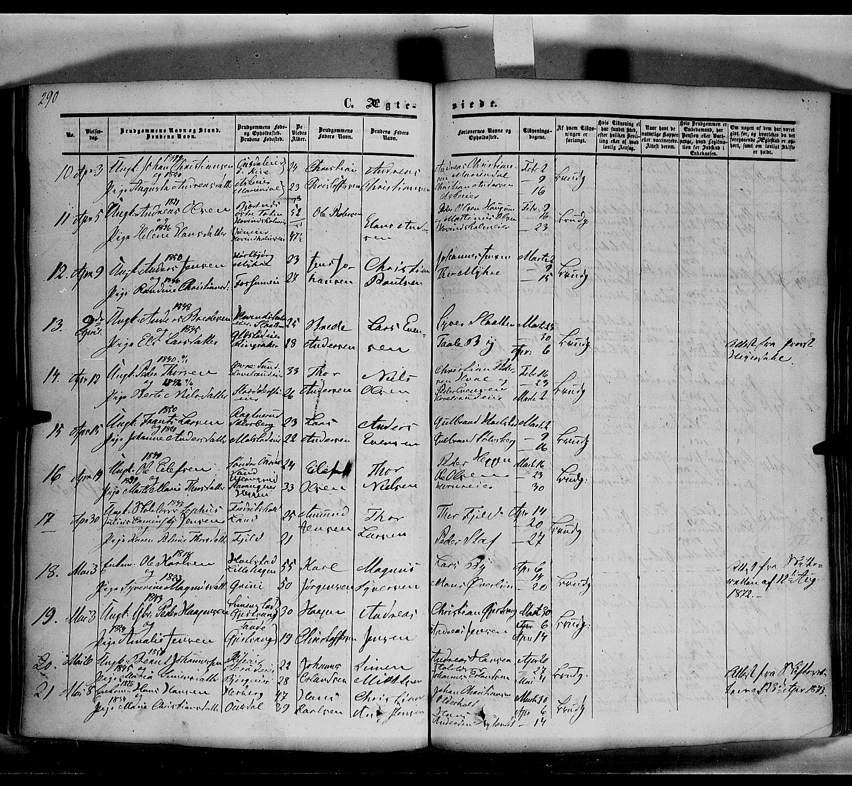 Nes prestekontor, Hedmark, AV/SAH-PREST-020/K/Ka/L0004: Parish register (official) no. 4, 1852-1886, p. 291