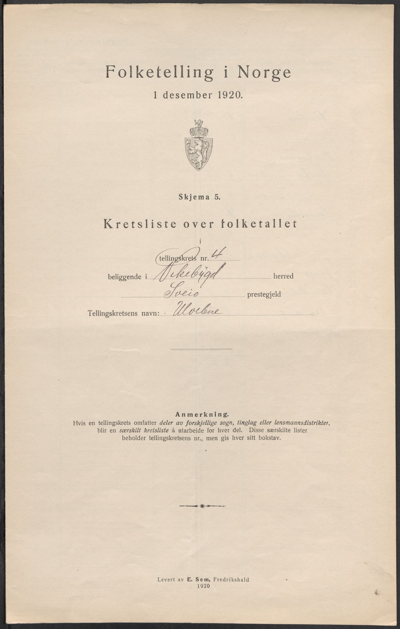 SAB, 1920 census for Vikebygd, 1920, p. 15