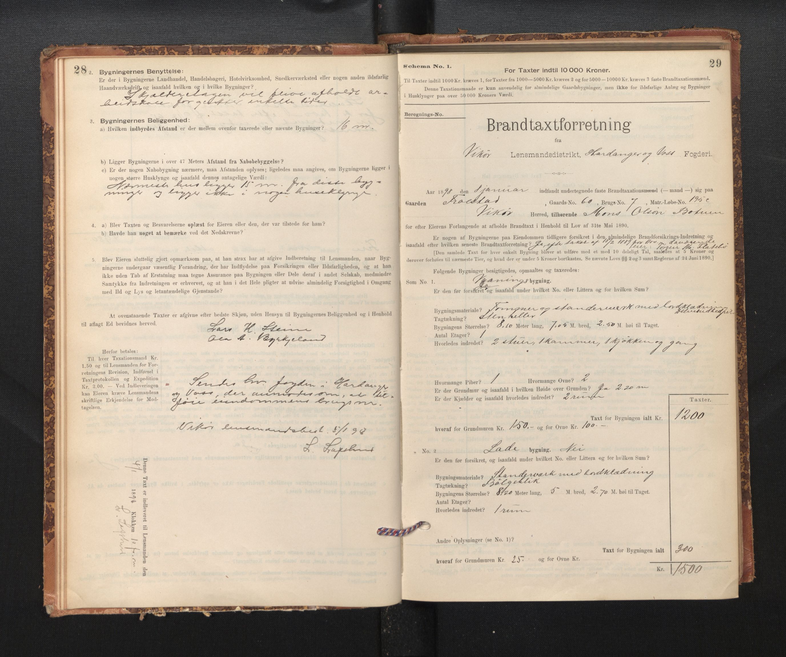Lensmannen i Kvam, SAB/A-33201/0012/L0005: Branntakstprotokoll, skjematakst, 1894-1913, p. 28-29