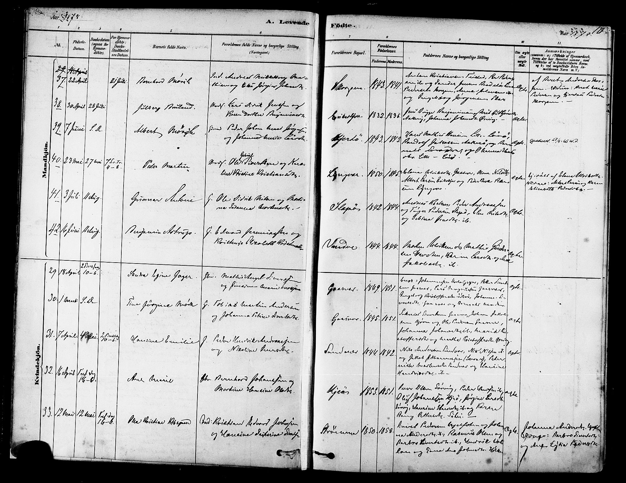 Ministerialprotokoller, klokkerbøker og fødselsregistre - Nordland, AV/SAT-A-1459/834/L0507: Parish register (official) no. 834A05, 1878-1892, p. 10