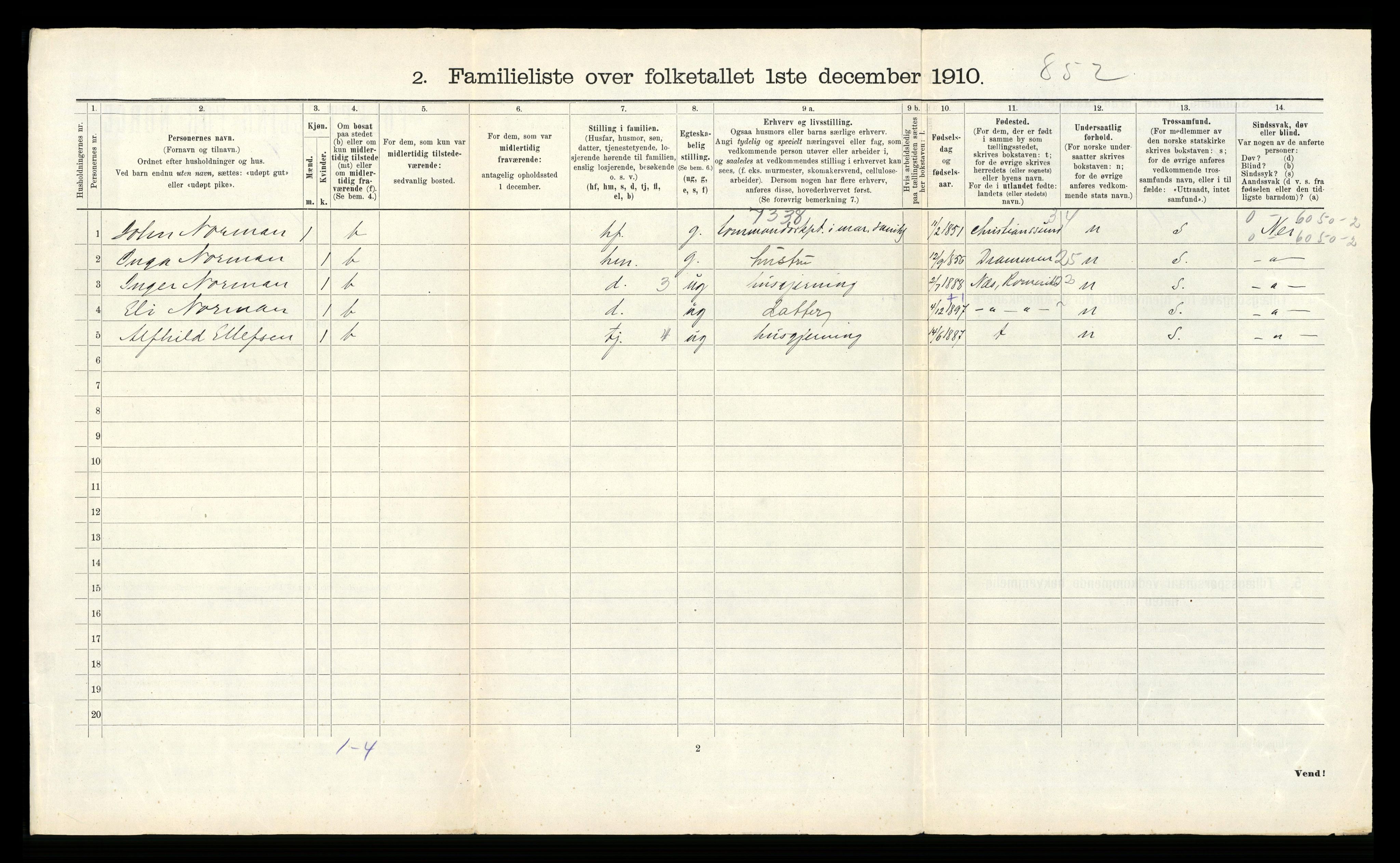 RA, 1910 census for Horten, 1910, p. 2369