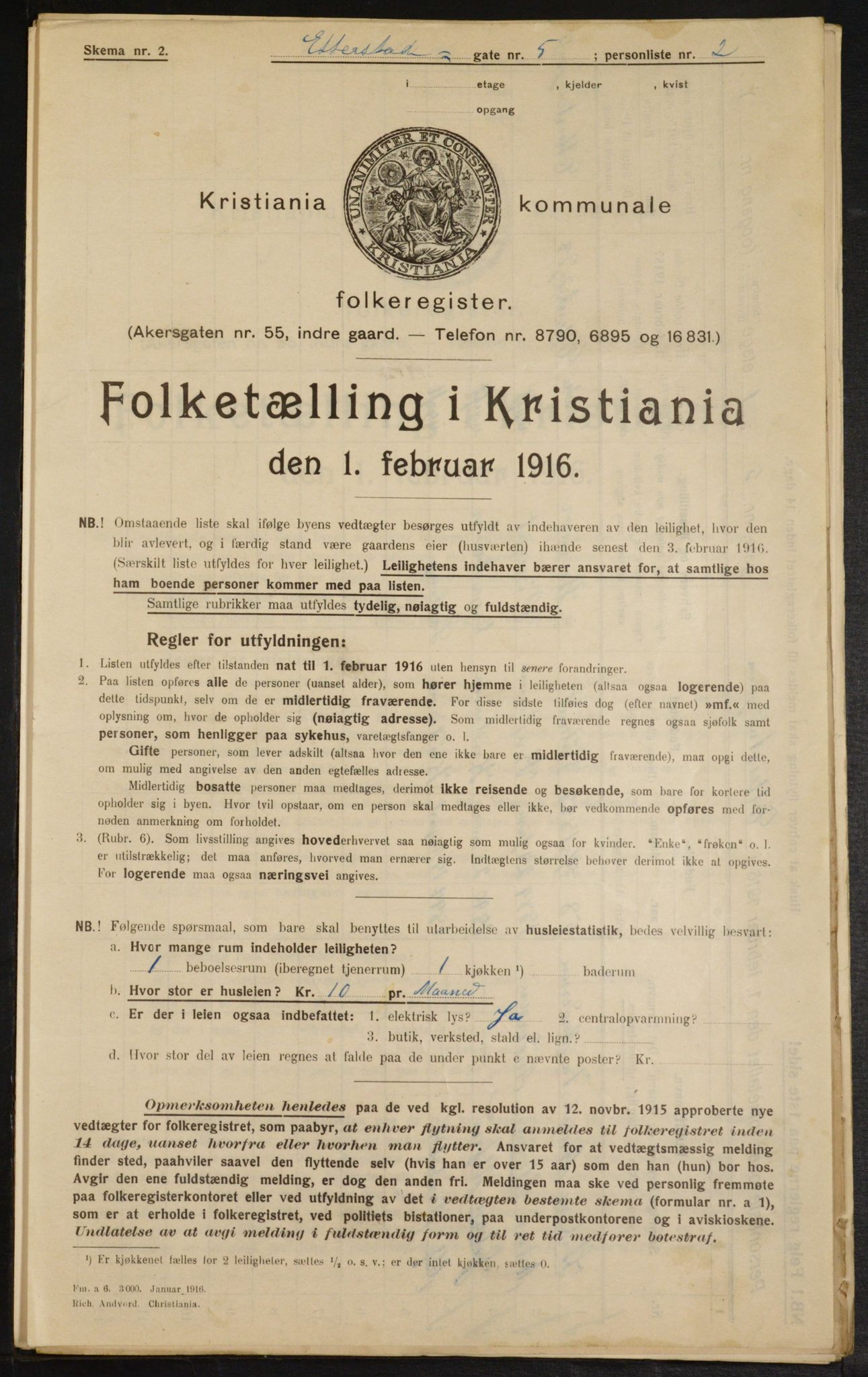 OBA, Municipal Census 1916 for Kristiania, 1916, p. 22727