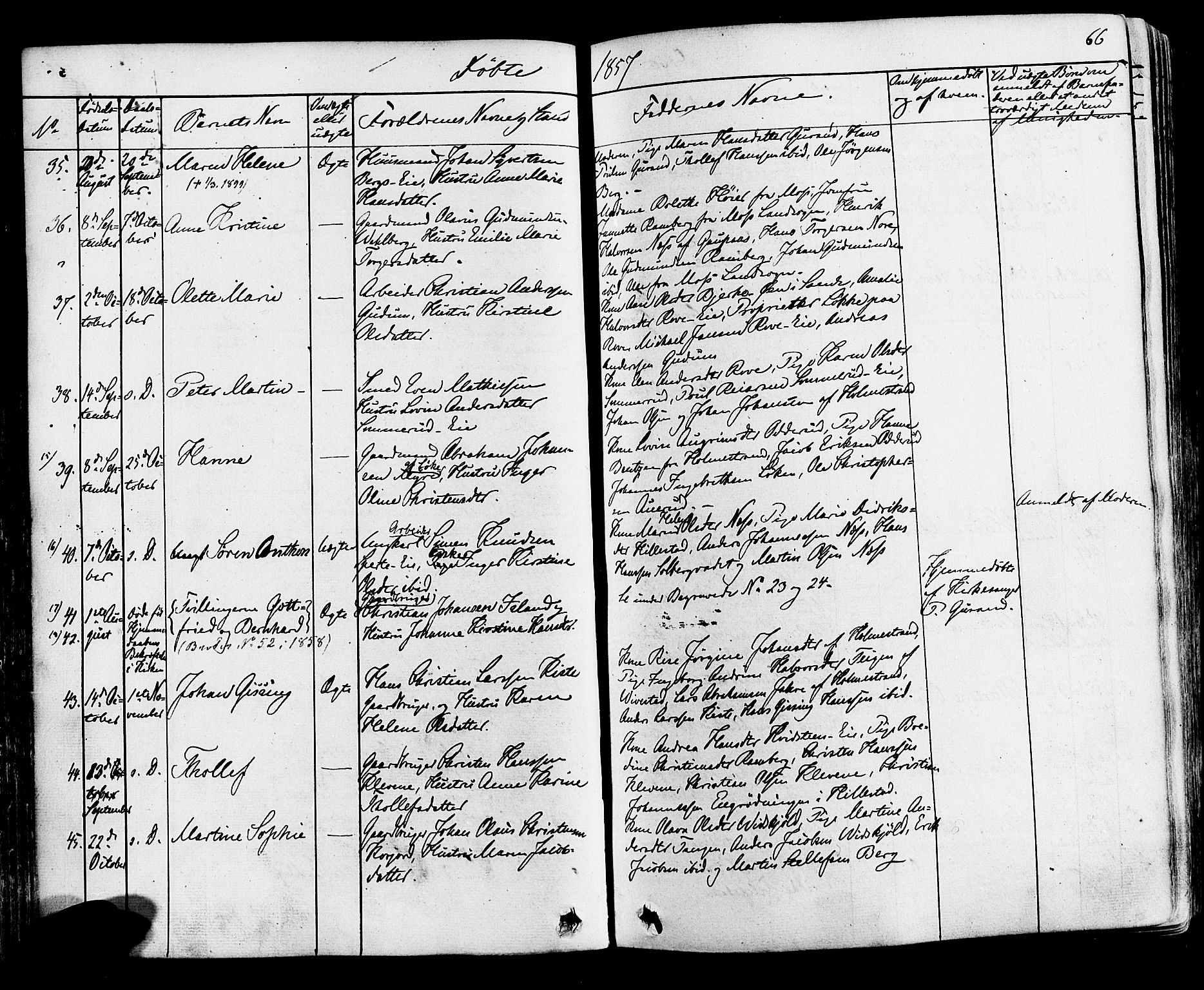 Botne kirkebøker, SAKO/A-340/F/Fa/L0006: Parish register (official) no. I 6, 1836-1877, p. 66