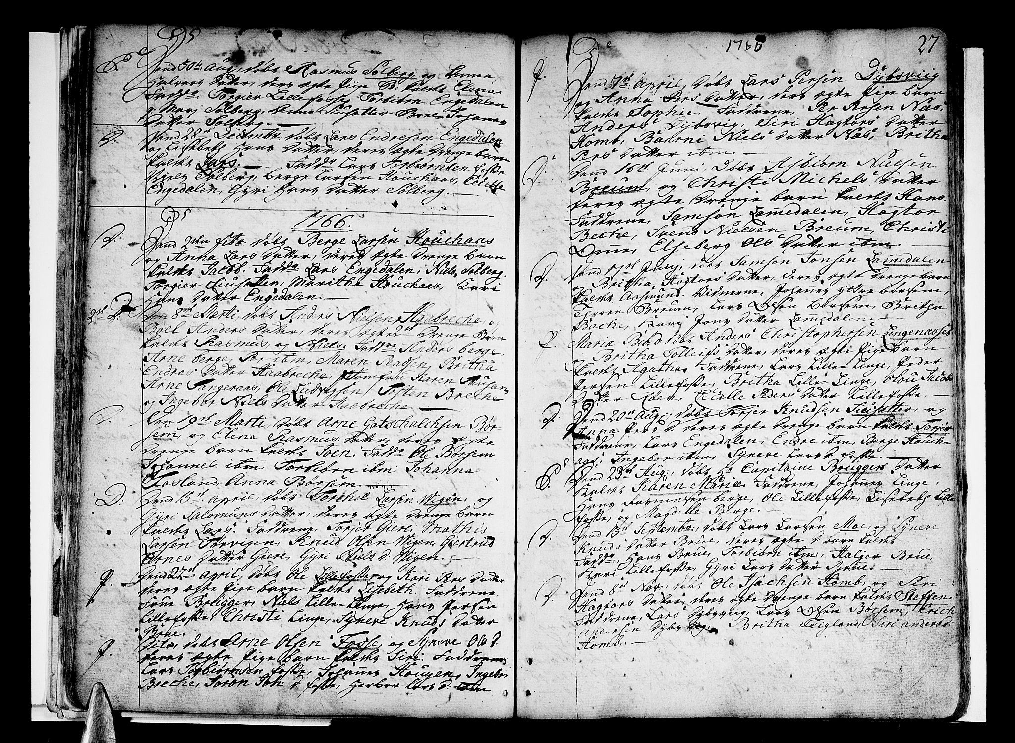 Strandebarm sokneprestembete, SAB/A-78401/H/Haa: Parish register (official) no. A 3 /1, 1750-1787, p. 27