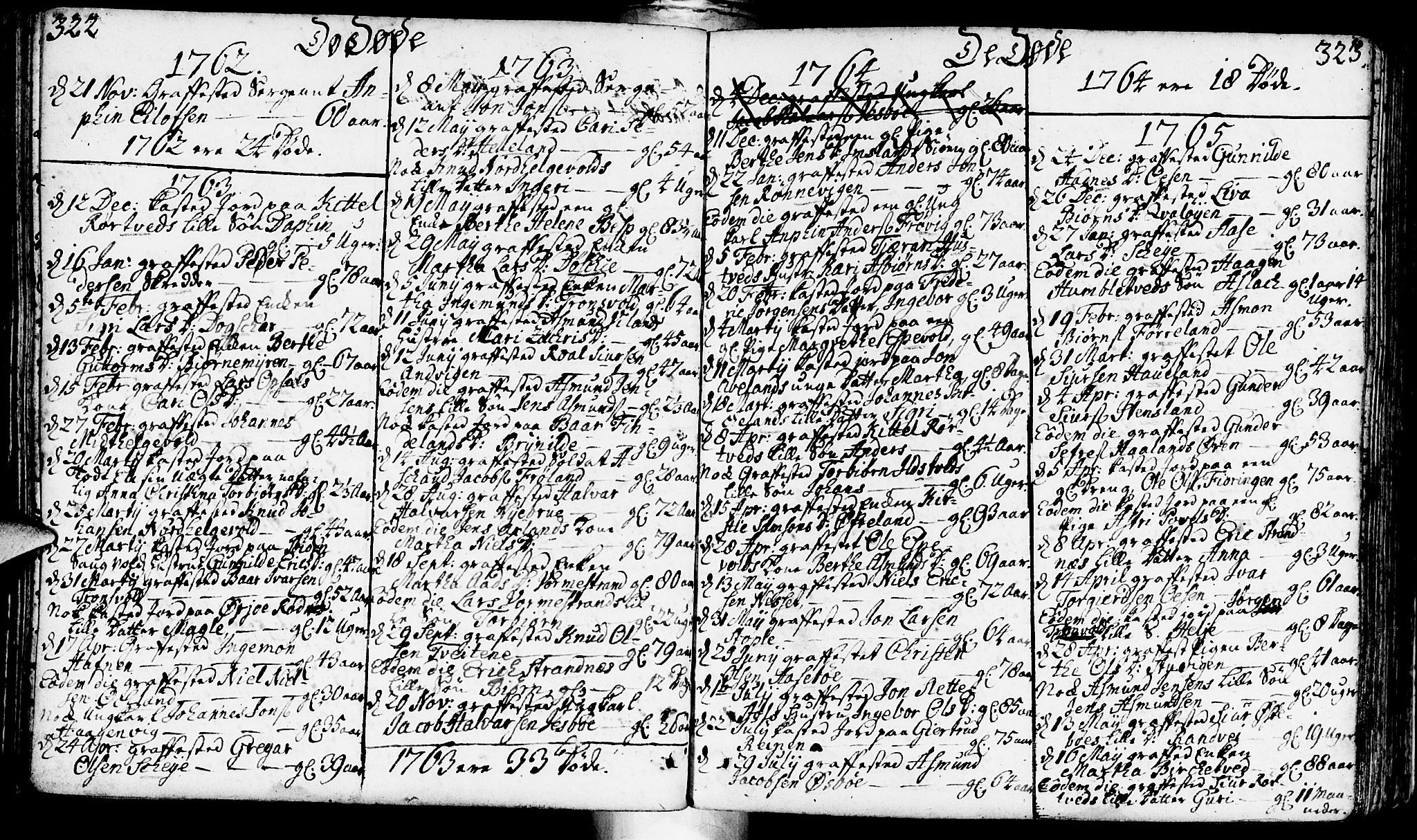 Vikedal sokneprestkontor, AV/SAST-A-101840/01/IV: Parish register (official) no. A 1, 1737-1778, p. 322-323